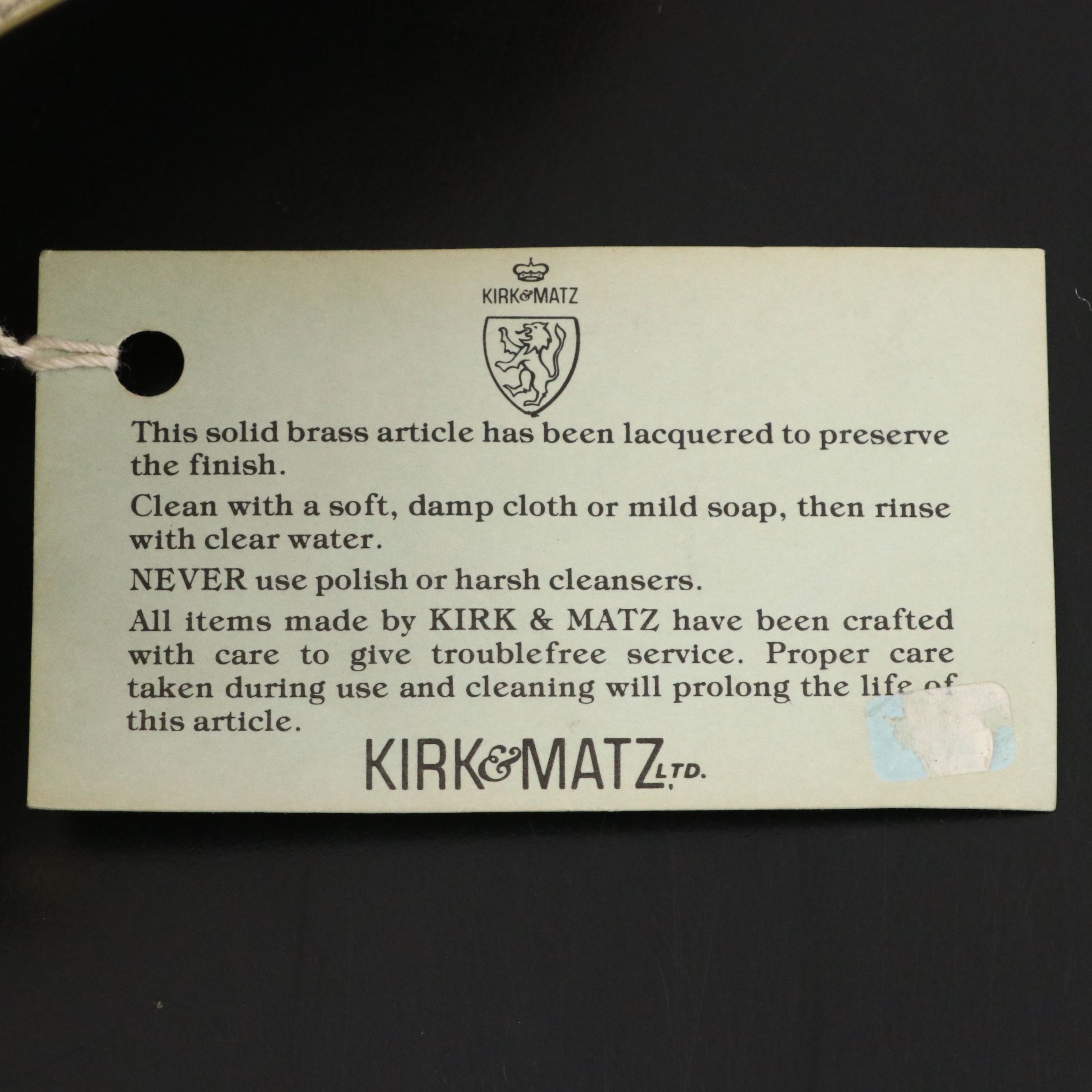 Kirk & Matz Lacquered Brass Lion Doorstop