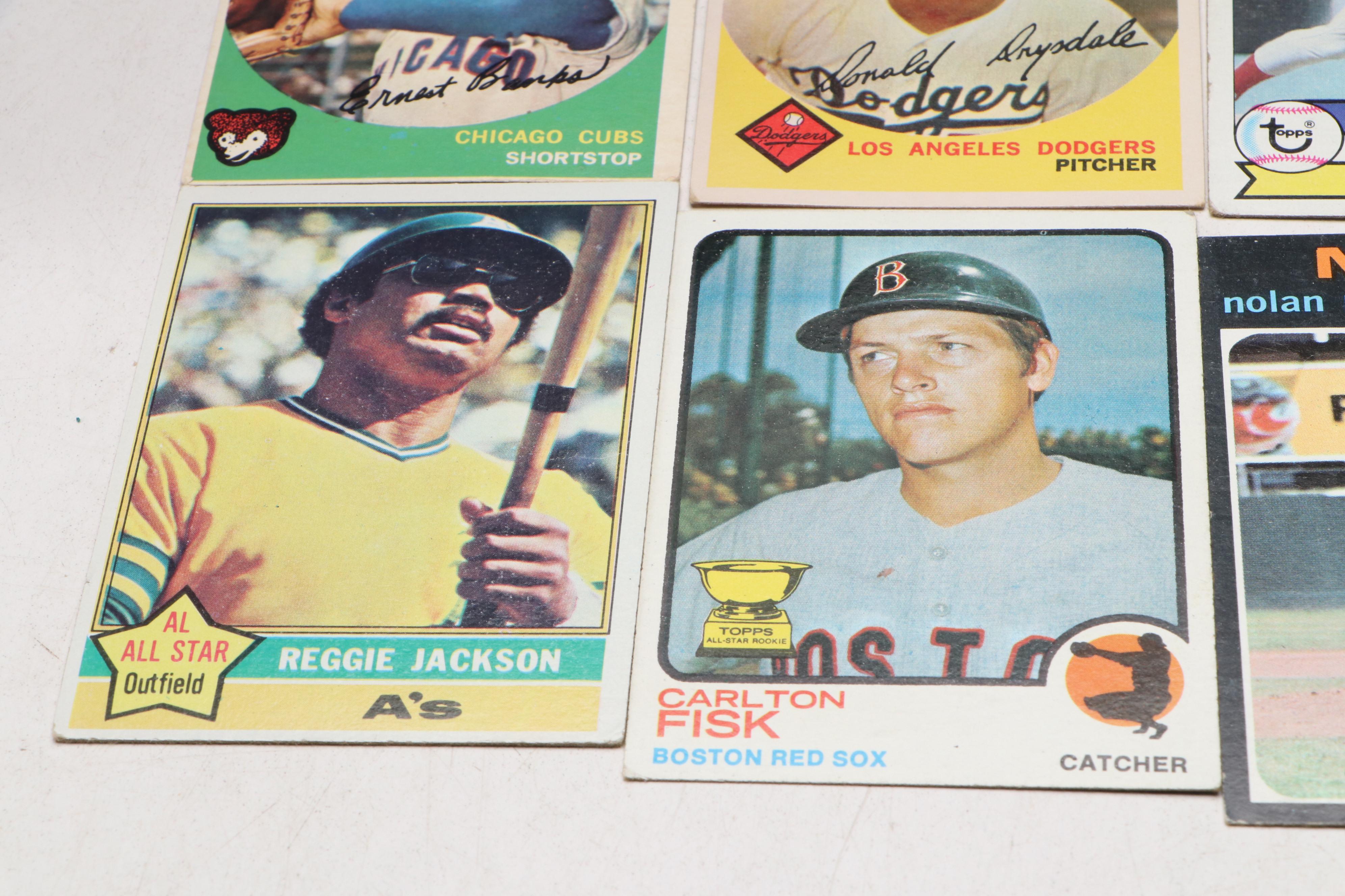 Topps Baseball Cards Featuring Ted Williams, Ernie Banks, and More, 1950s-1970s