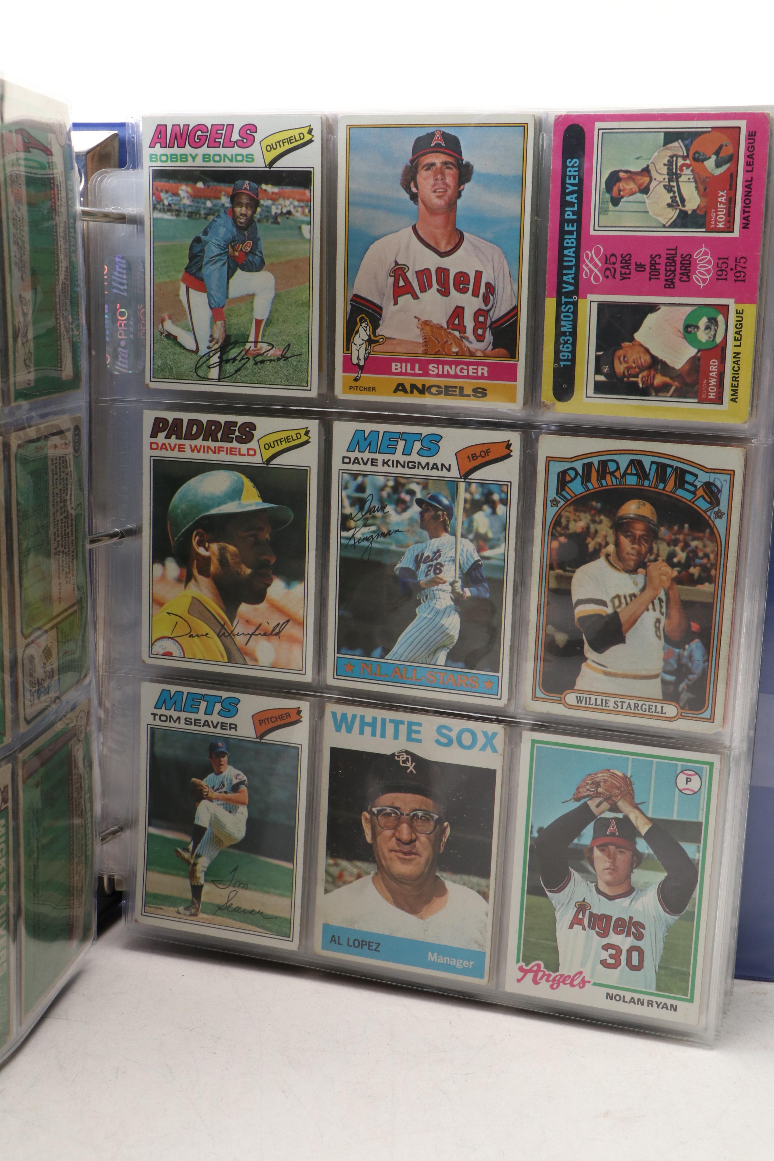 Topps Baseball Cards Featuring Ted Williams, Ernie Banks, and More, 1950s-1970s