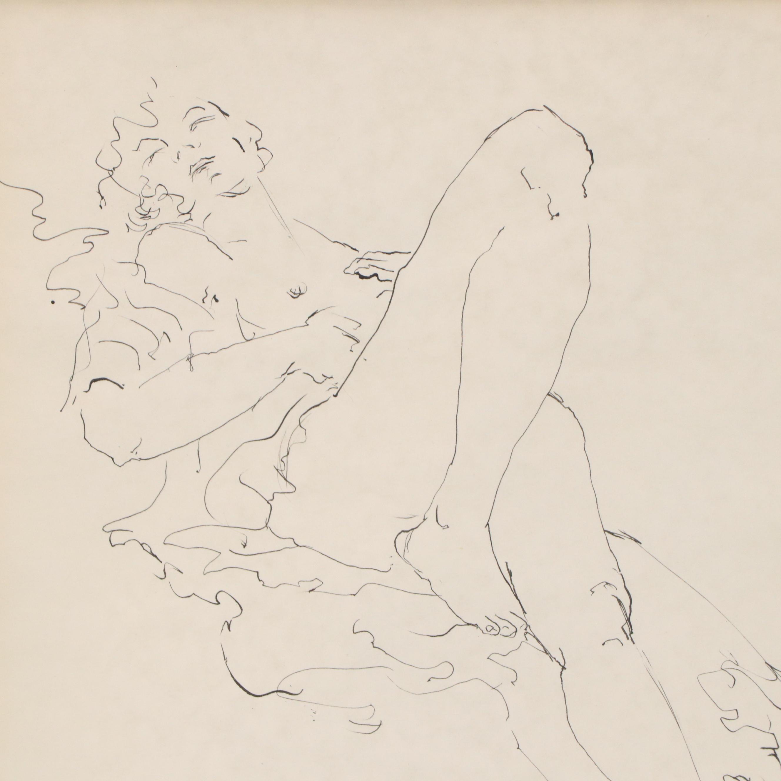Ruthe Pearlman Ink Figure Studies, Mid–Late 20th Century