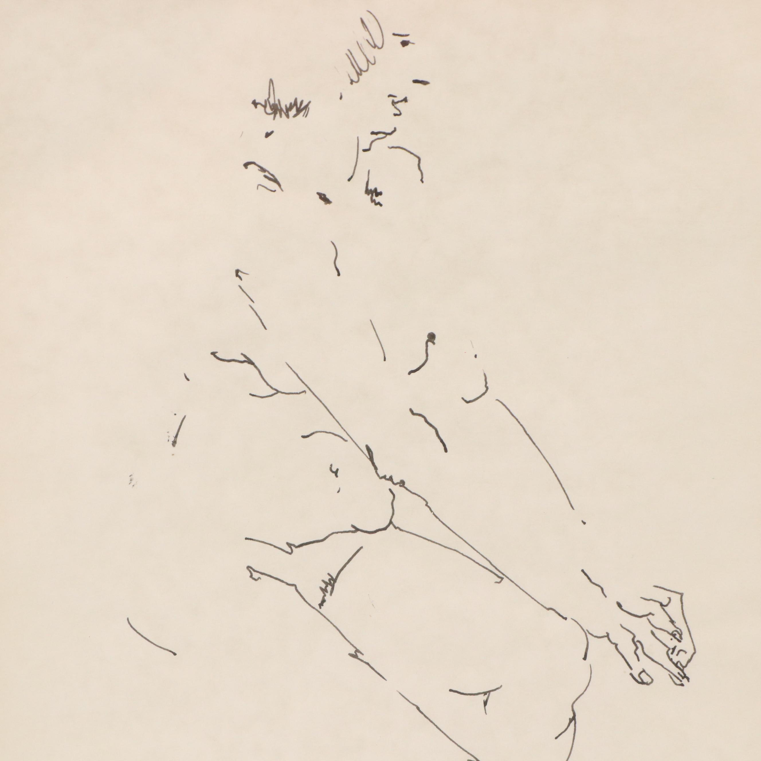 Ruthe Pearlman Ink Figure Studies, Mid–Late 20th Century