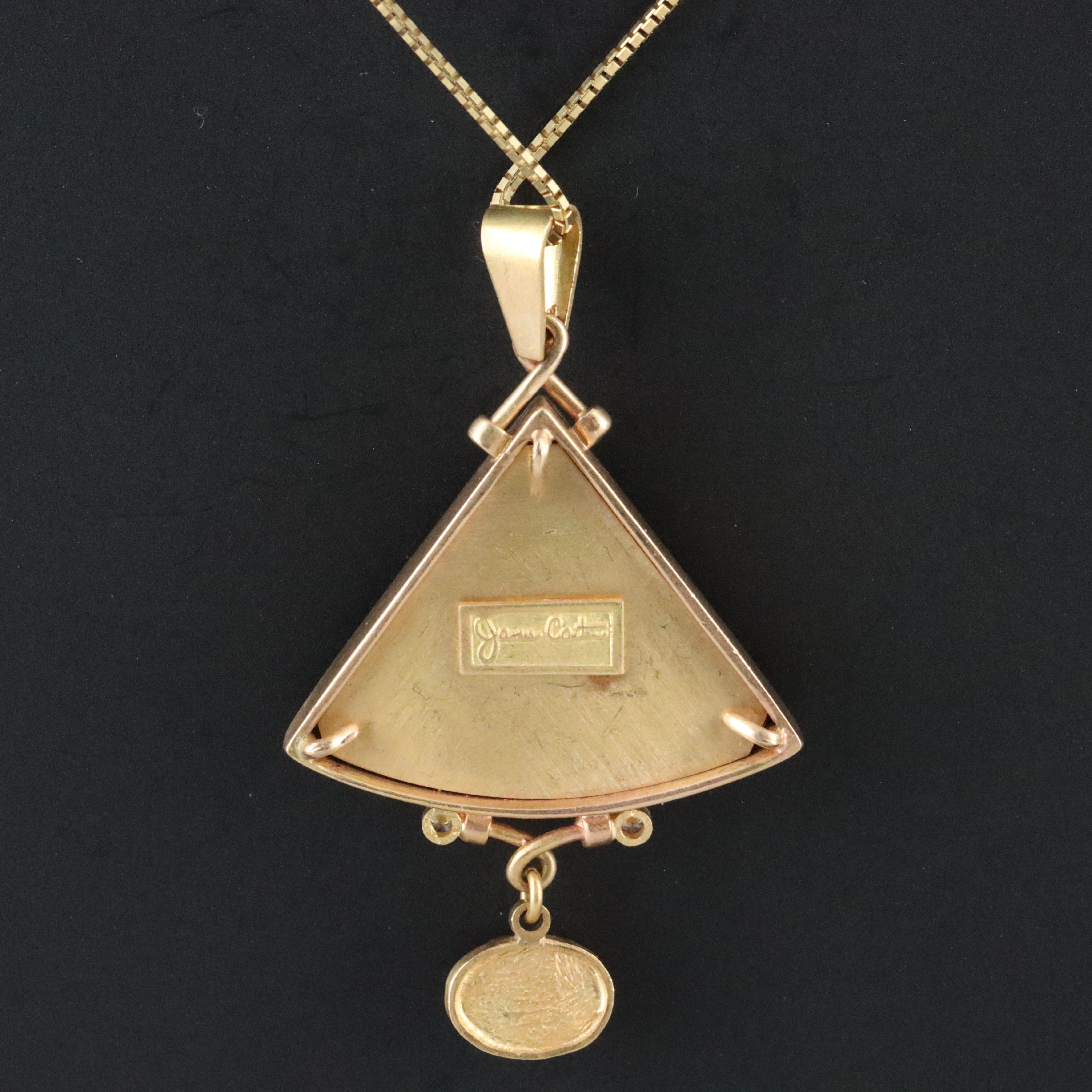 James Carter 18K Cloisonné, Opal, and Diamond Sunset Pendant with 14K Chain