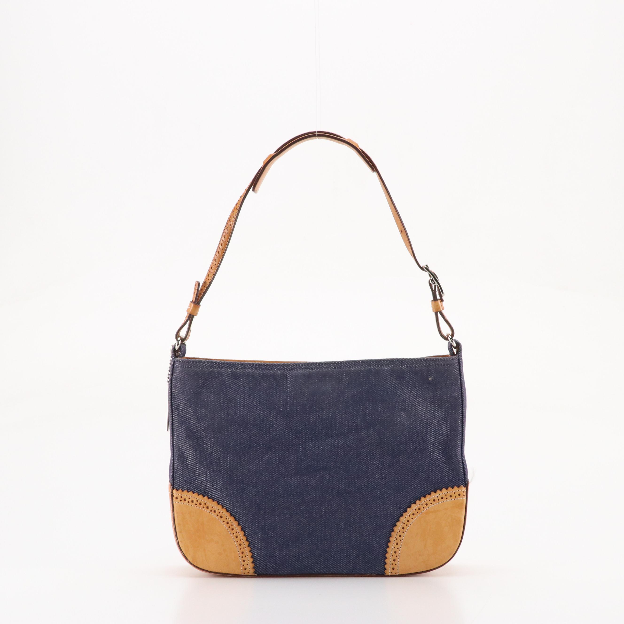 Coach Red and Black Leather Hobo Shoulder Bags, Zippered Denim Bag