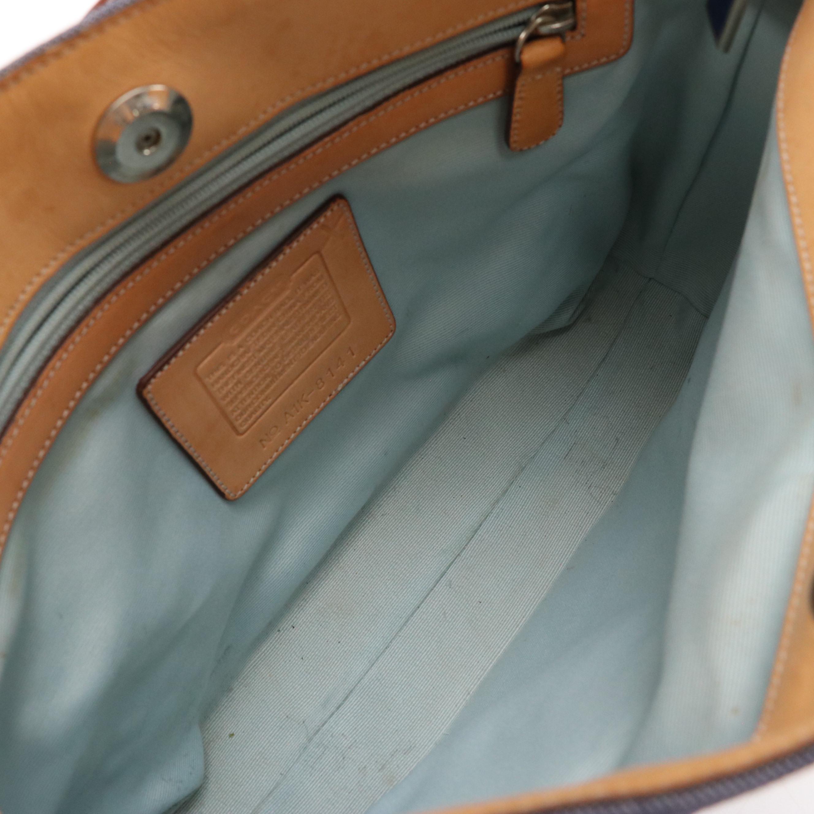 Coach Red and Black Leather Hobo Shoulder Bags, Zippered Denim Bag