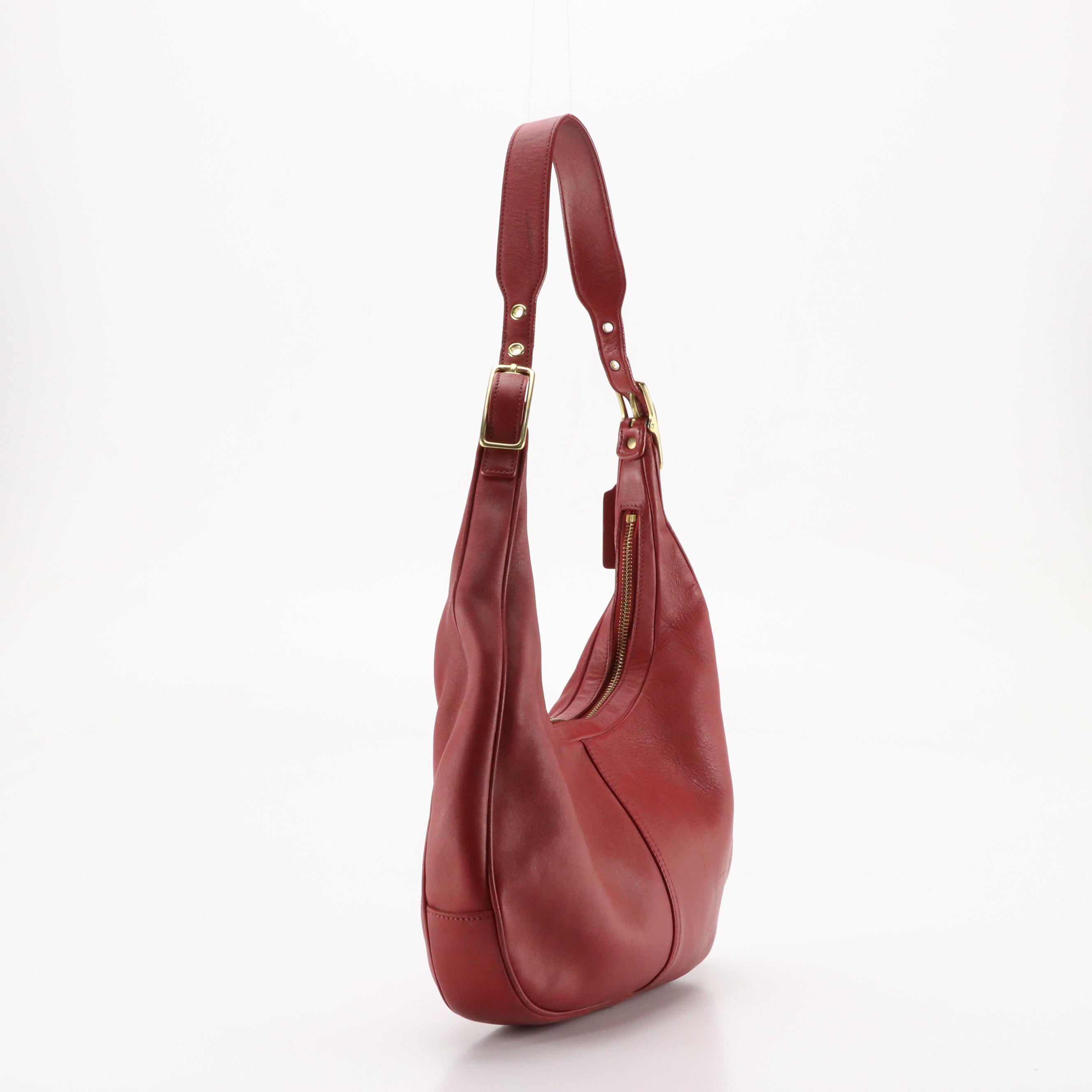 Coach Red and Black Leather Hobo Shoulder Bags, Zippered Denim Bag