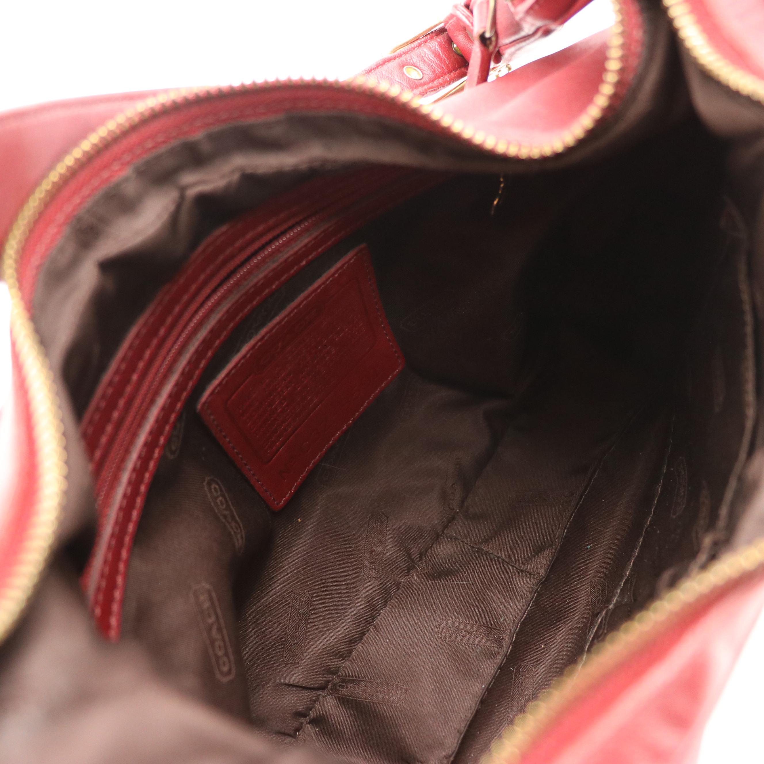 Coach Red and Black Leather Hobo Shoulder Bags, Zippered Denim Bag