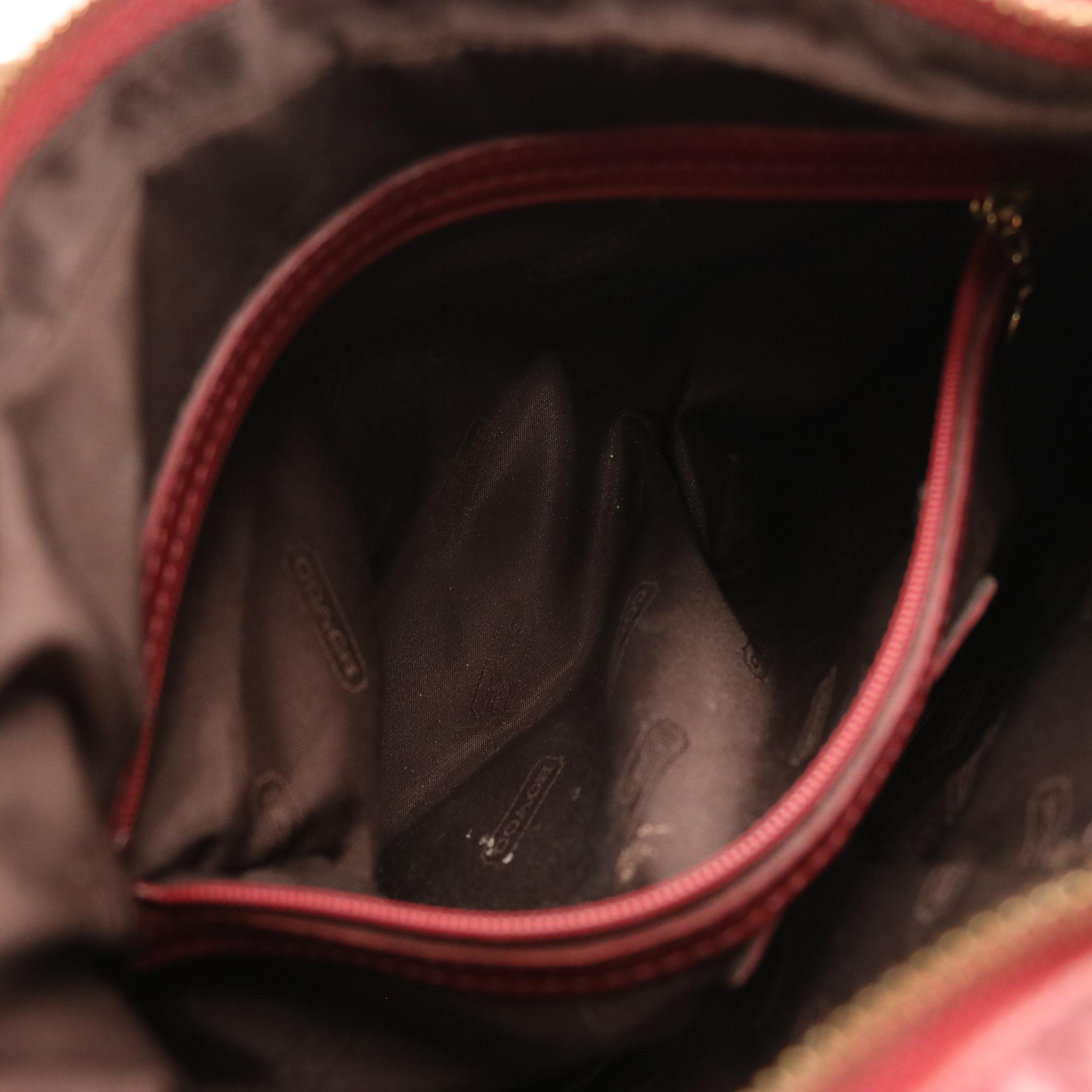 Coach Red and Black Leather Hobo Shoulder Bags, Zippered Denim Bag