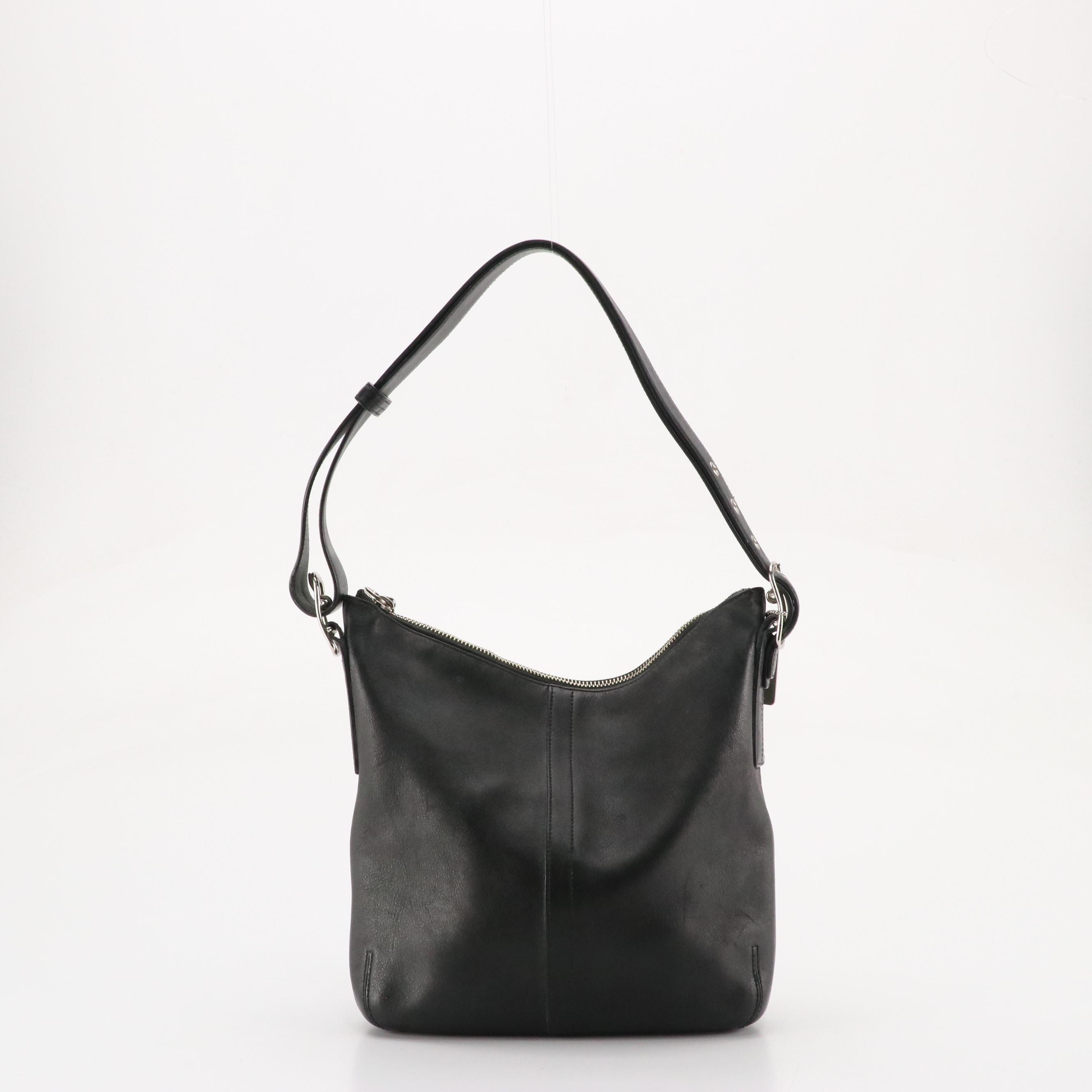 Coach Red and Black Leather Hobo Shoulder Bags, Zippered Denim Bag