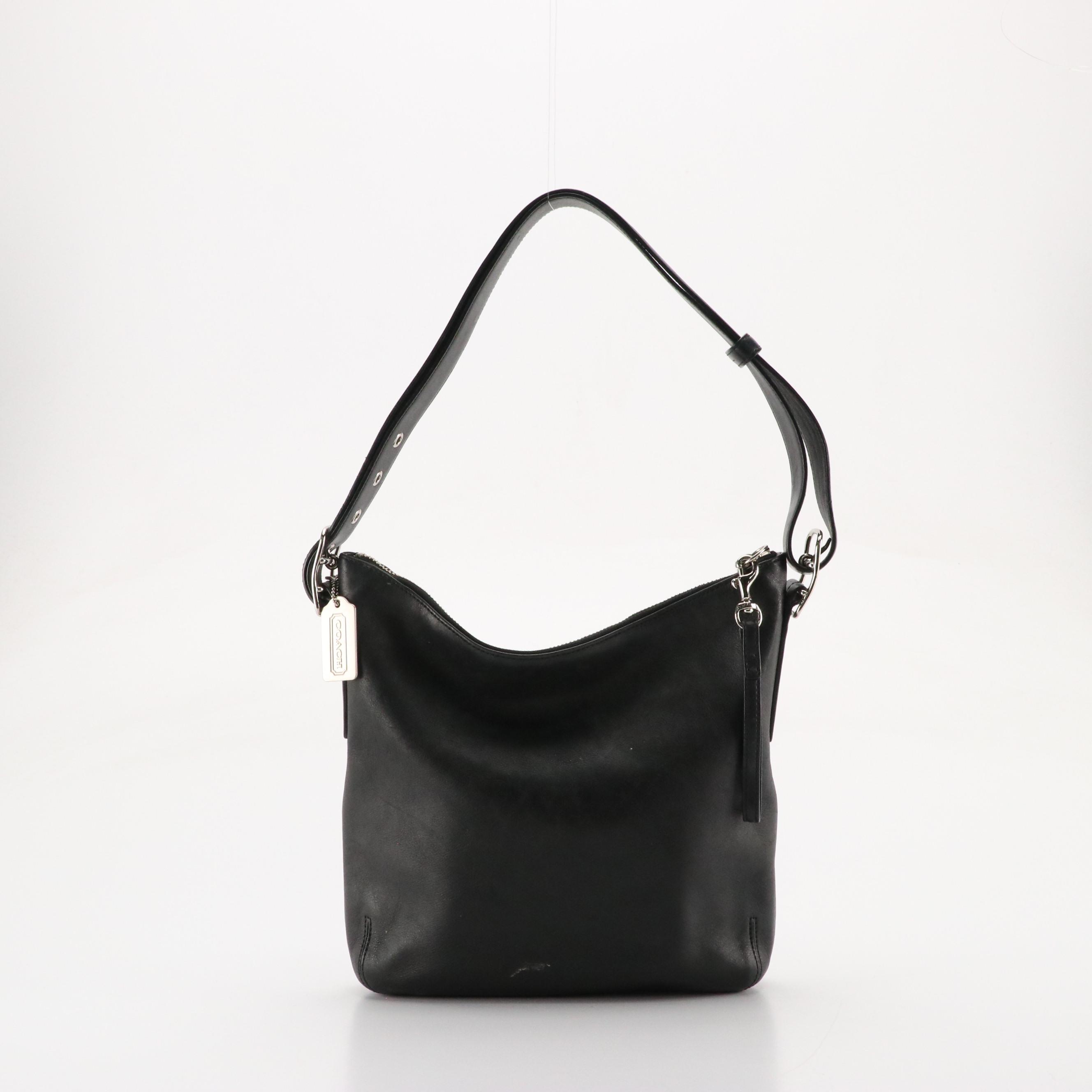 Coach Red and Black Leather Hobo Shoulder Bags, Zippered Denim Bag