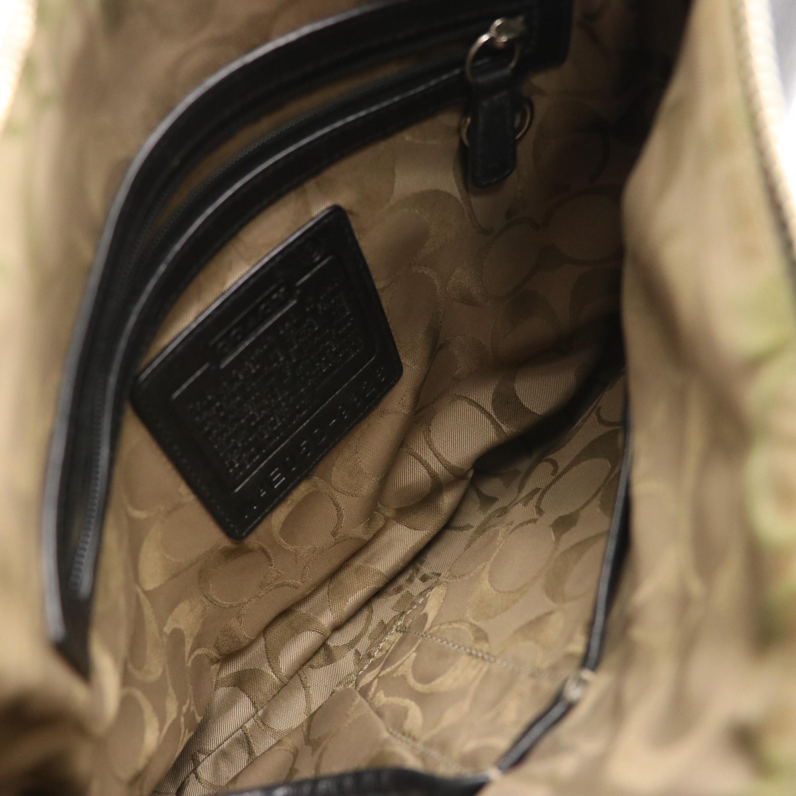 Coach Red and Black Leather Hobo Shoulder Bags, Zippered Denim Bag