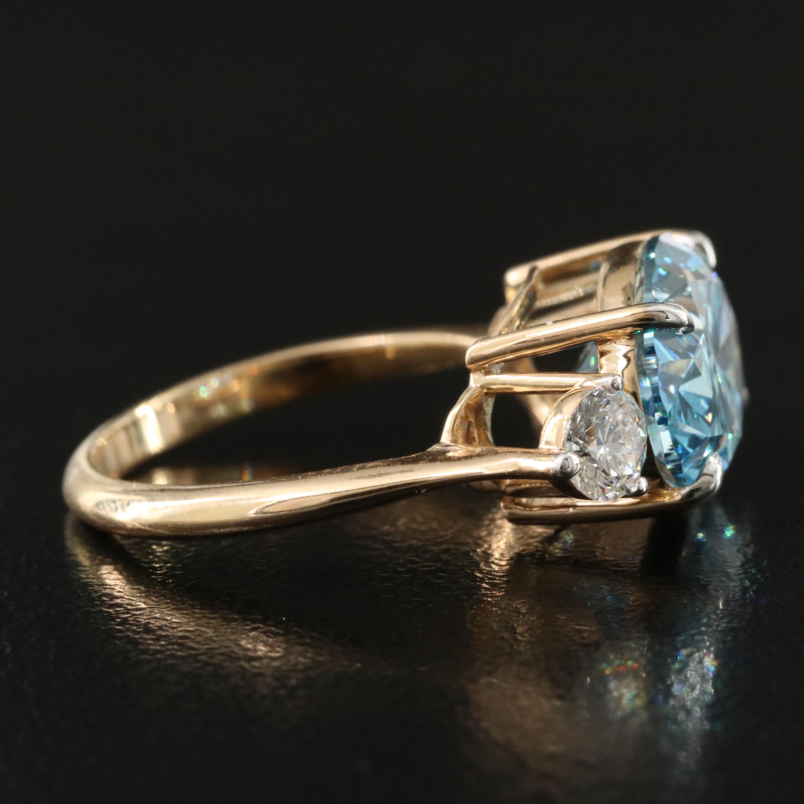 18K 5.56 CTW Lab Grown Diamond Ring with Fancy Blue Center and IGI Report