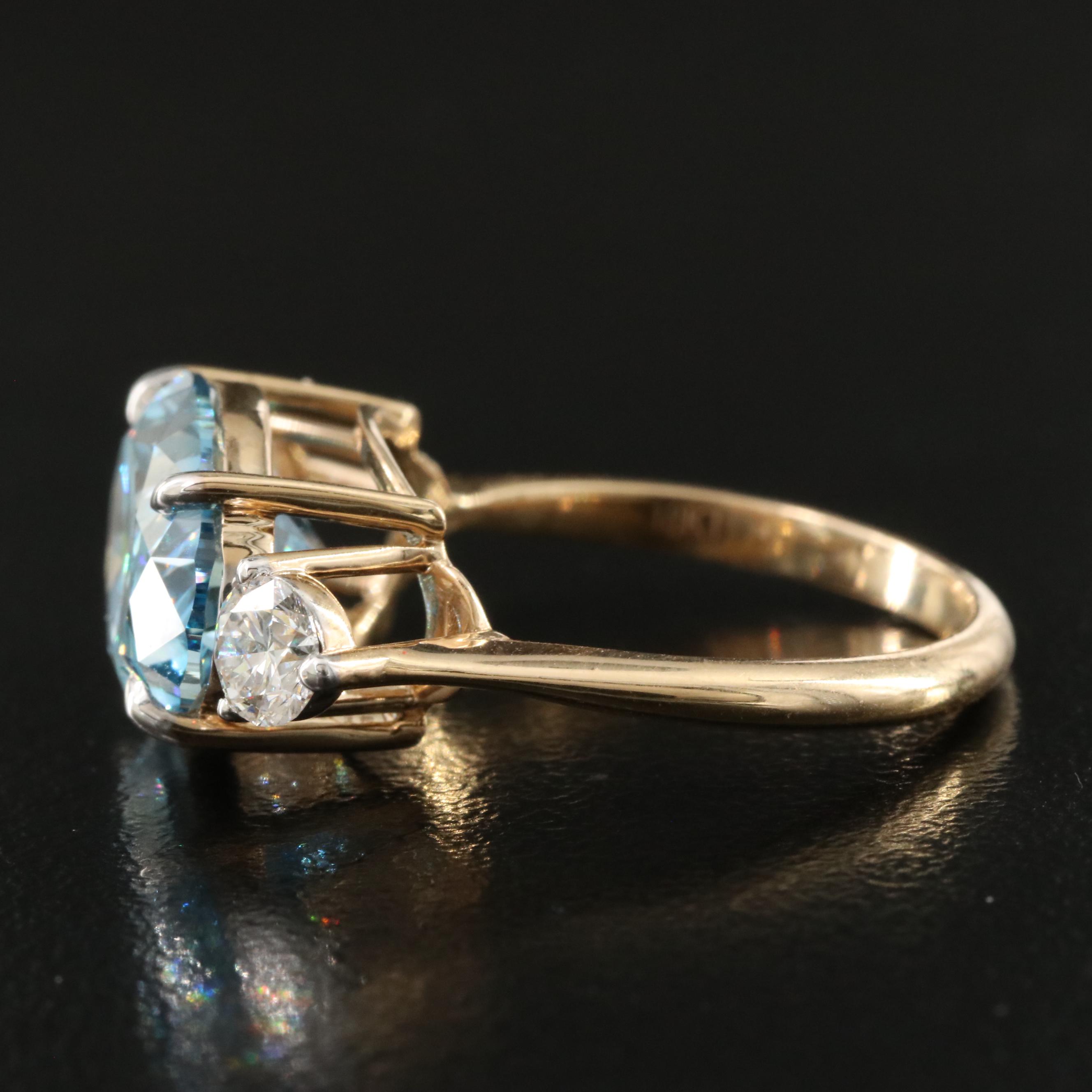 18K 5.56 CTW Lab Grown Diamond Ring with Fancy Blue Center and IGI Report