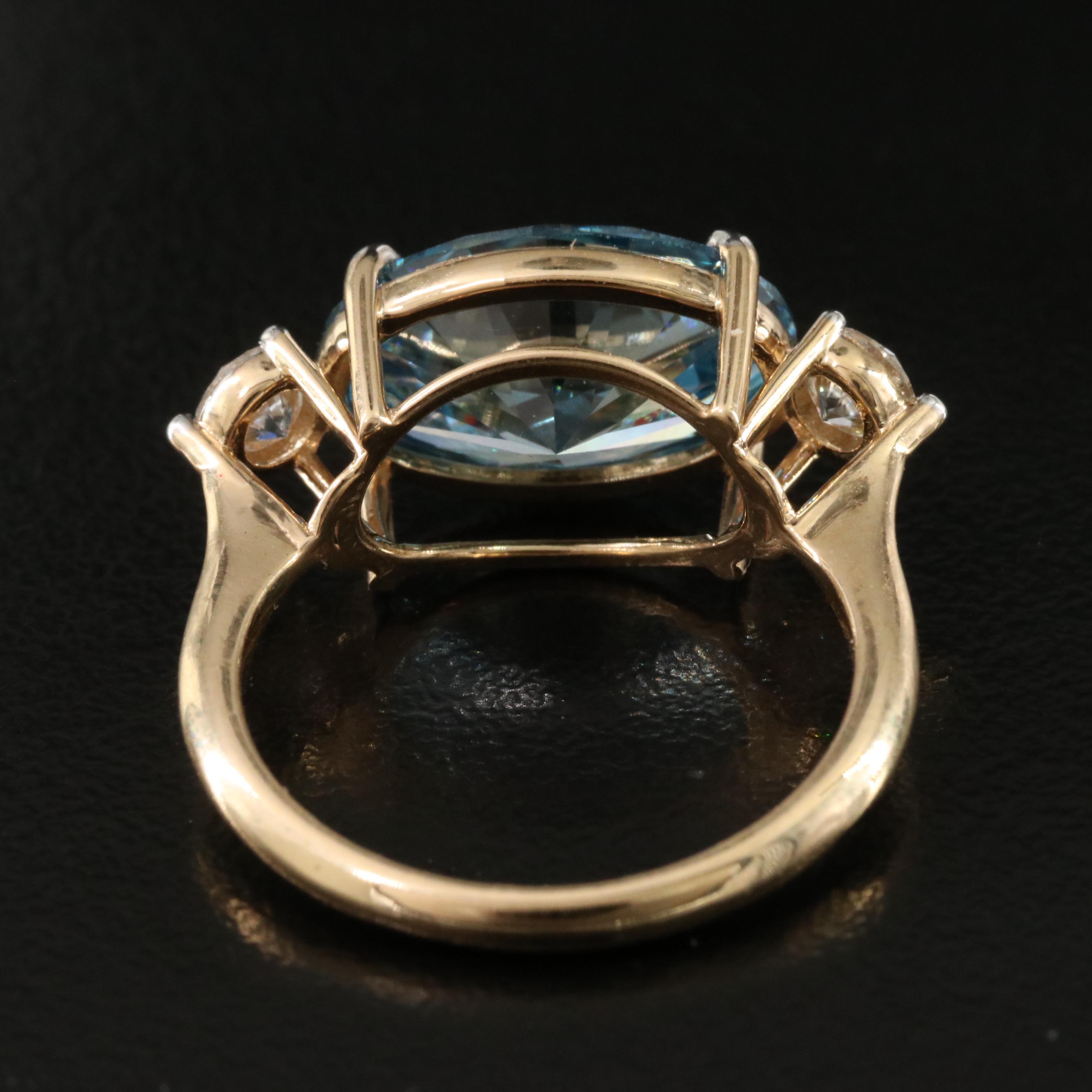 18K 5.56 CTW Lab Grown Diamond Ring with Fancy Blue Center and IGI Report