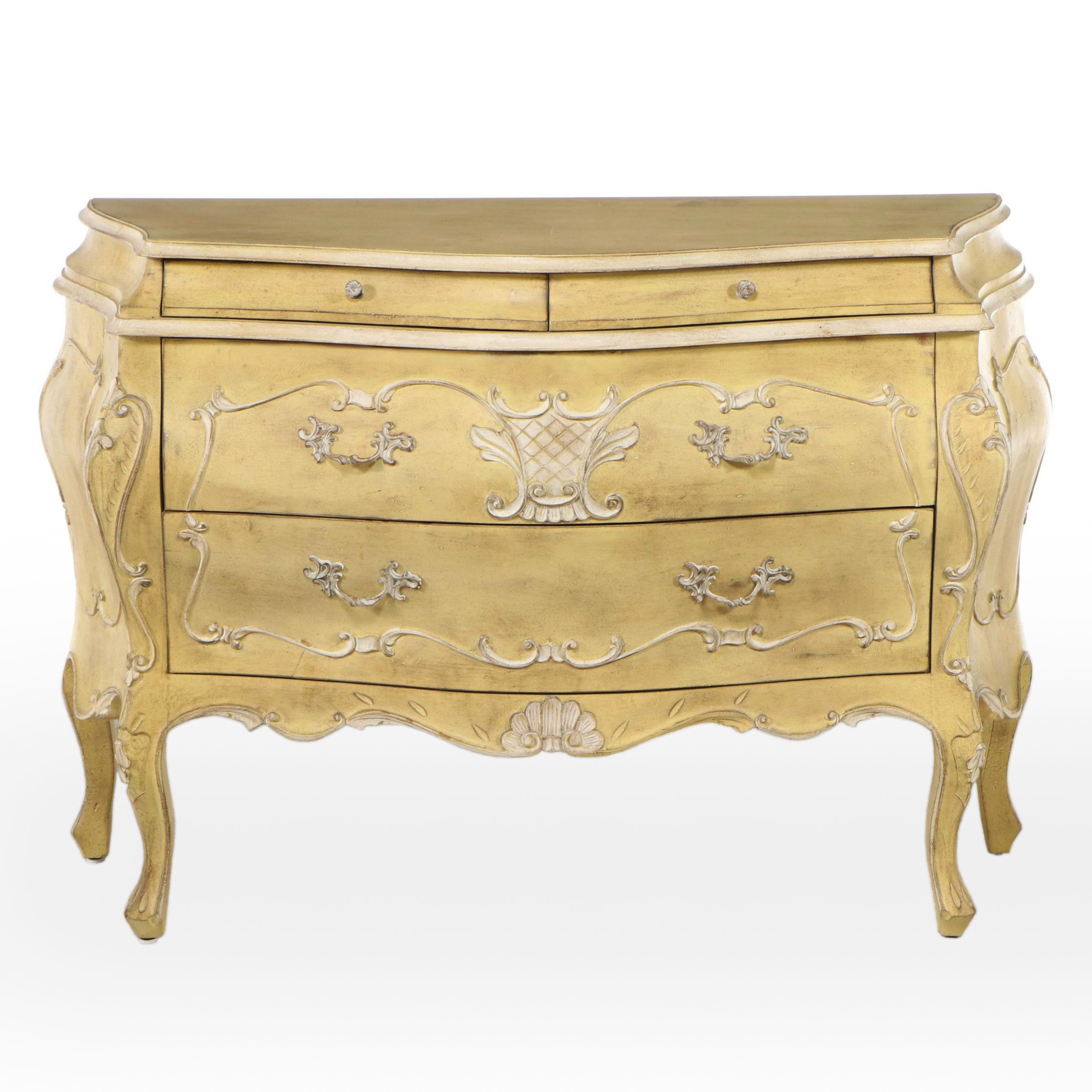 Painted Wood Rococo Style Four-Drawer Chest