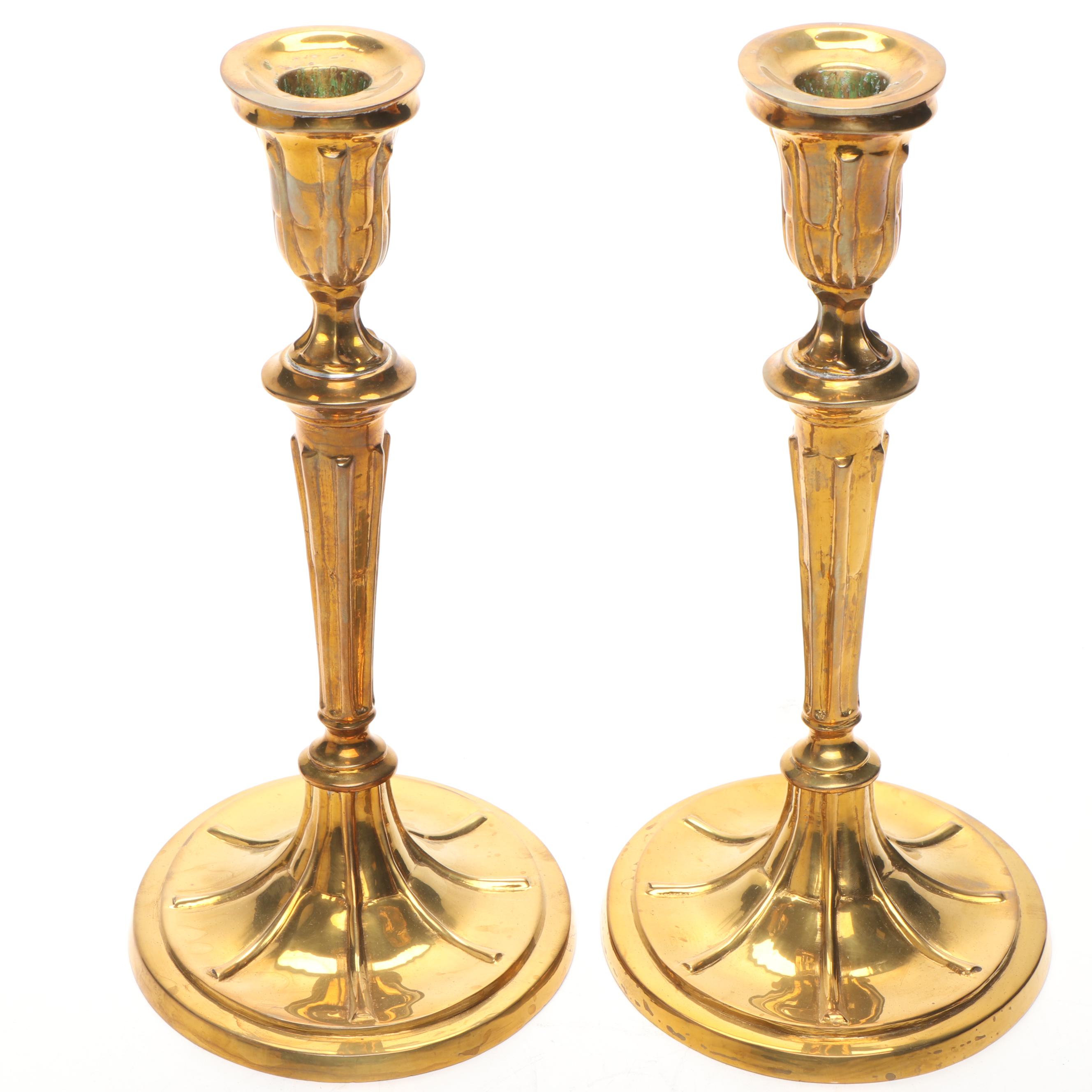 Indian Brass Candlesticks with Other Brass Candlestick and Ashtrays