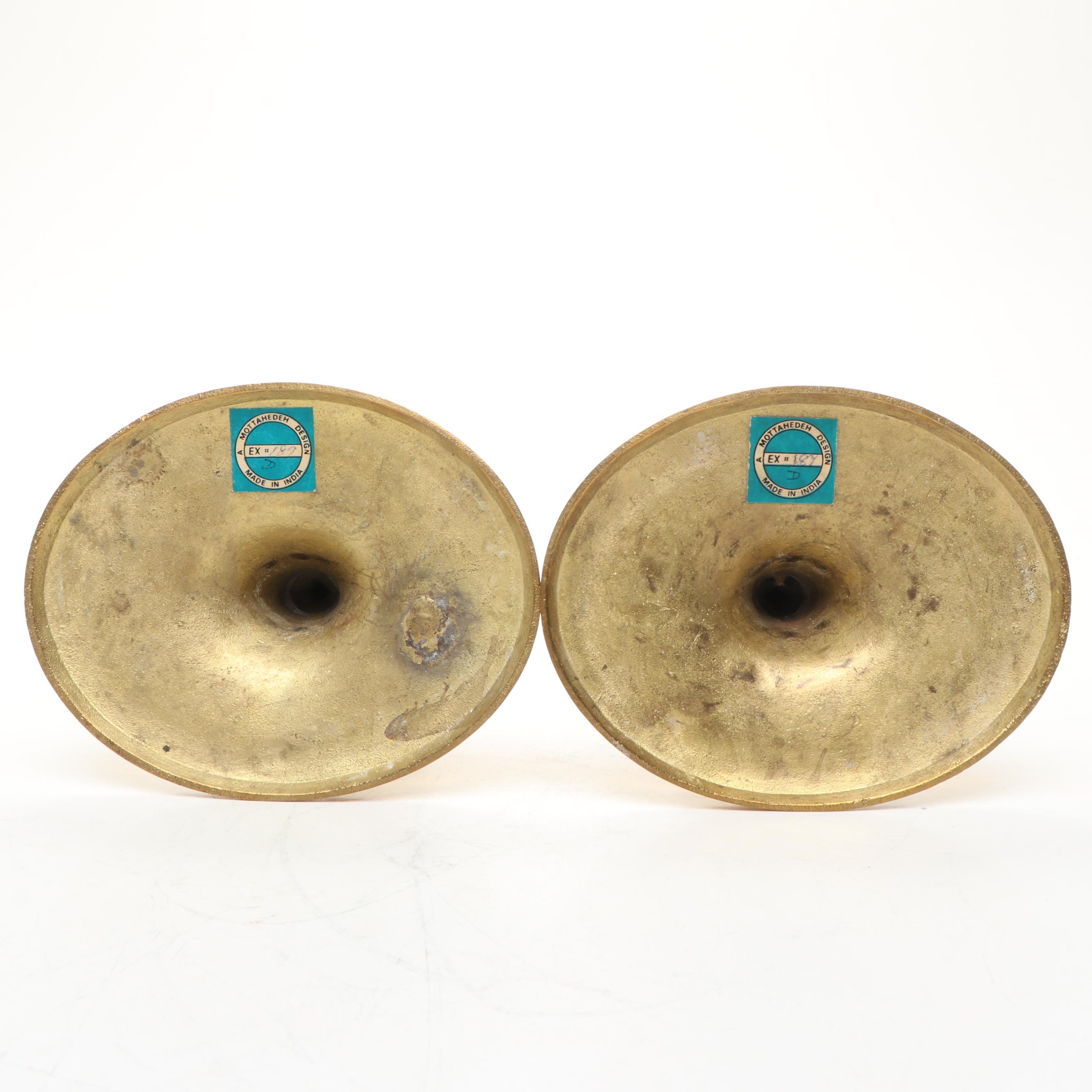 Indian Brass Candlesticks with Other Brass Candlestick and Ashtrays