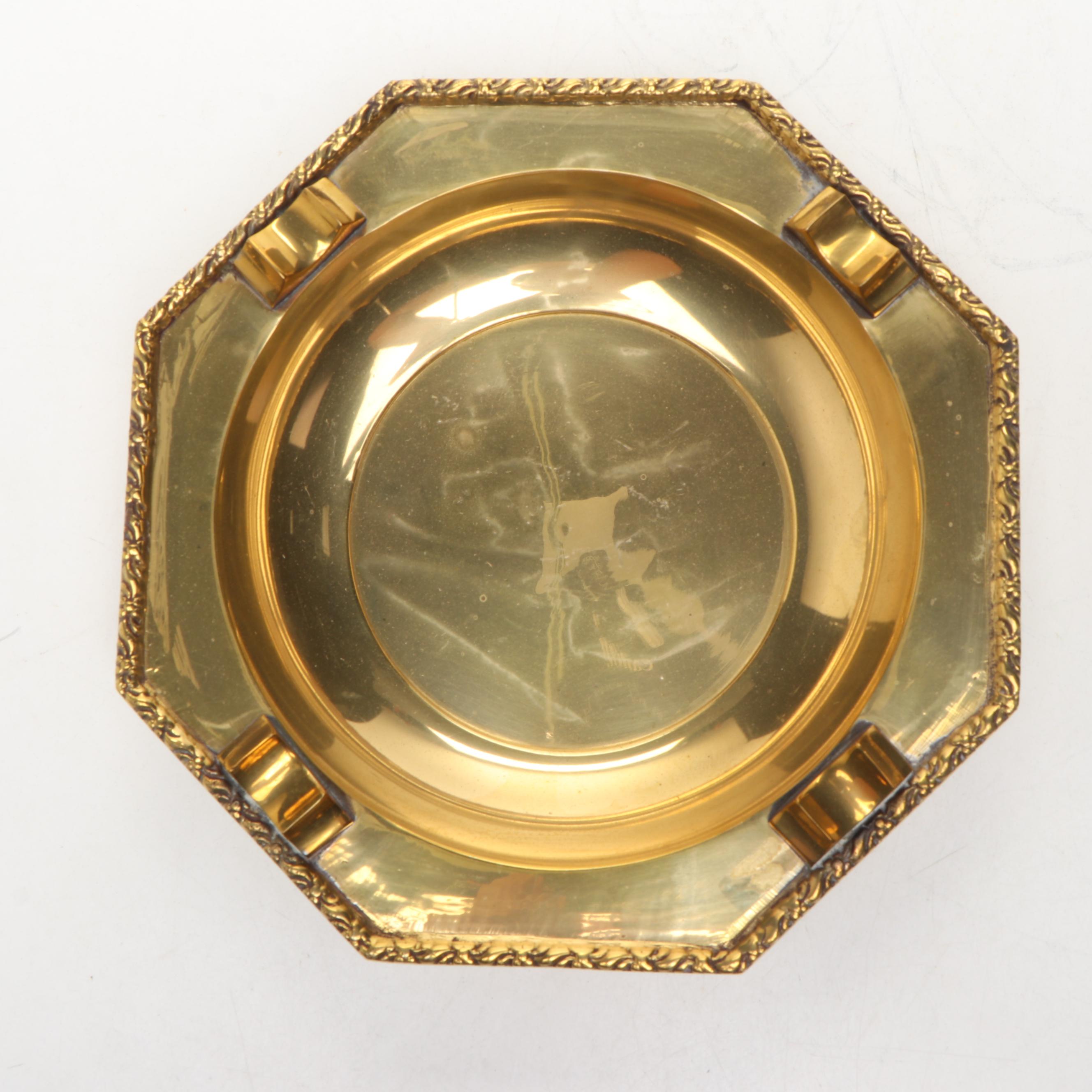 Indian Brass Candlesticks with Other Brass Candlestick and Ashtrays