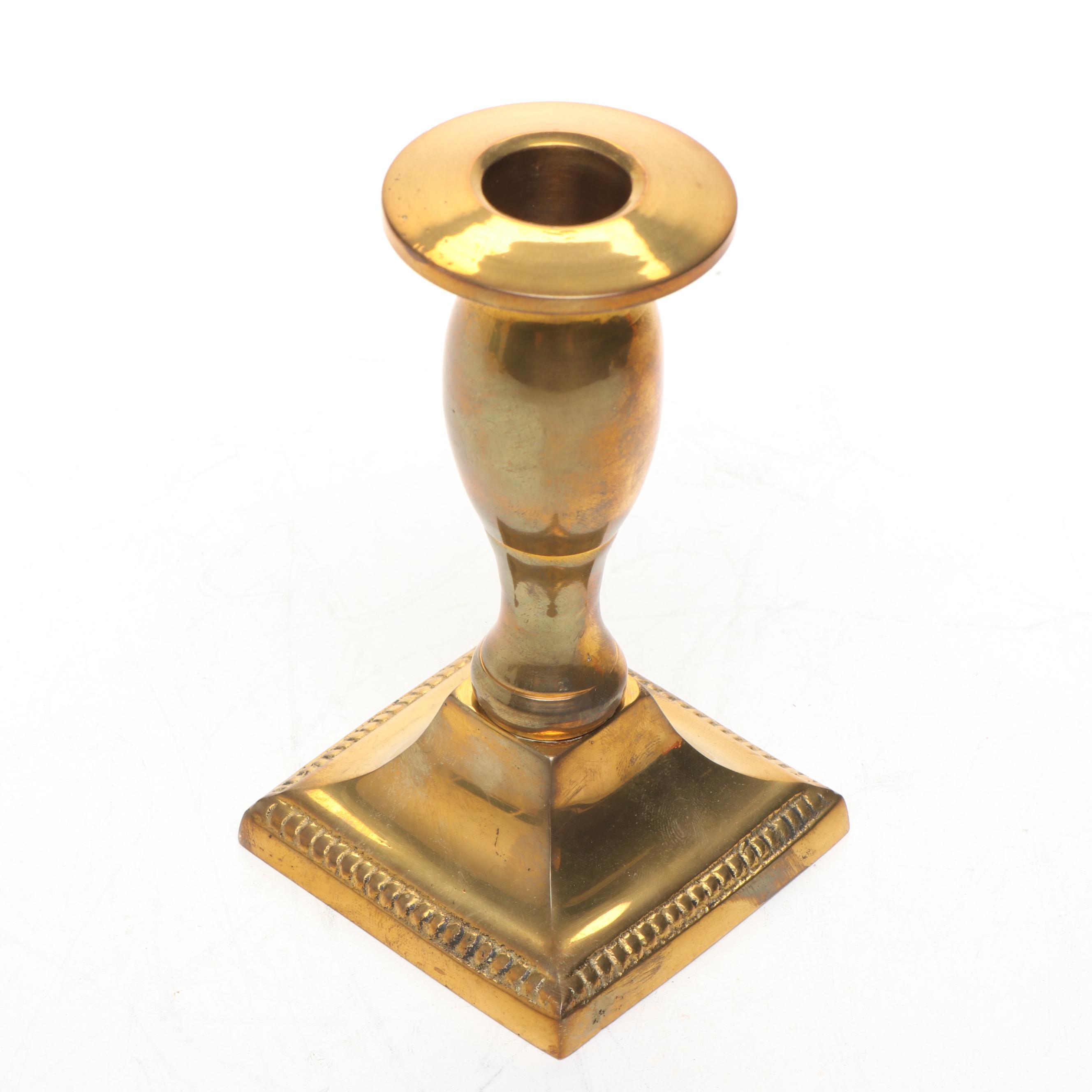 Indian Brass Candlesticks with Other Brass Candlestick and Ashtrays