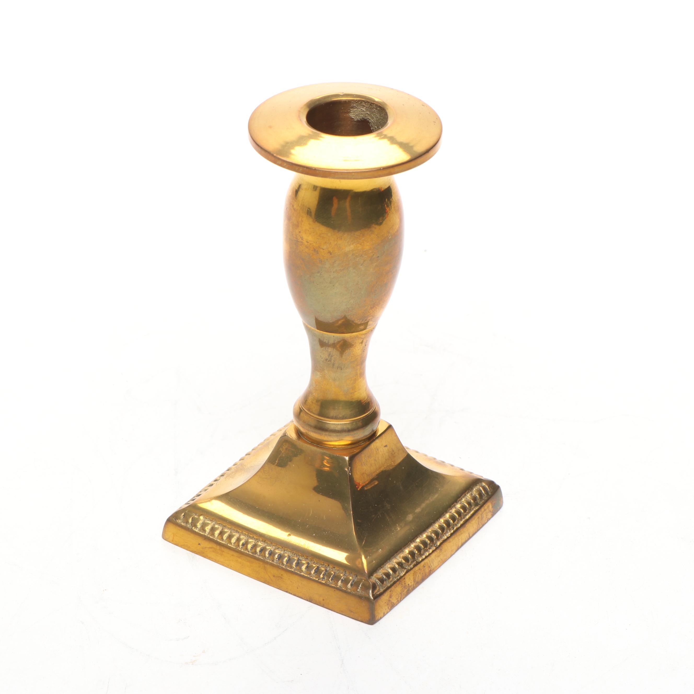 Indian Brass Candlesticks with Other Brass Candlestick and Ashtrays