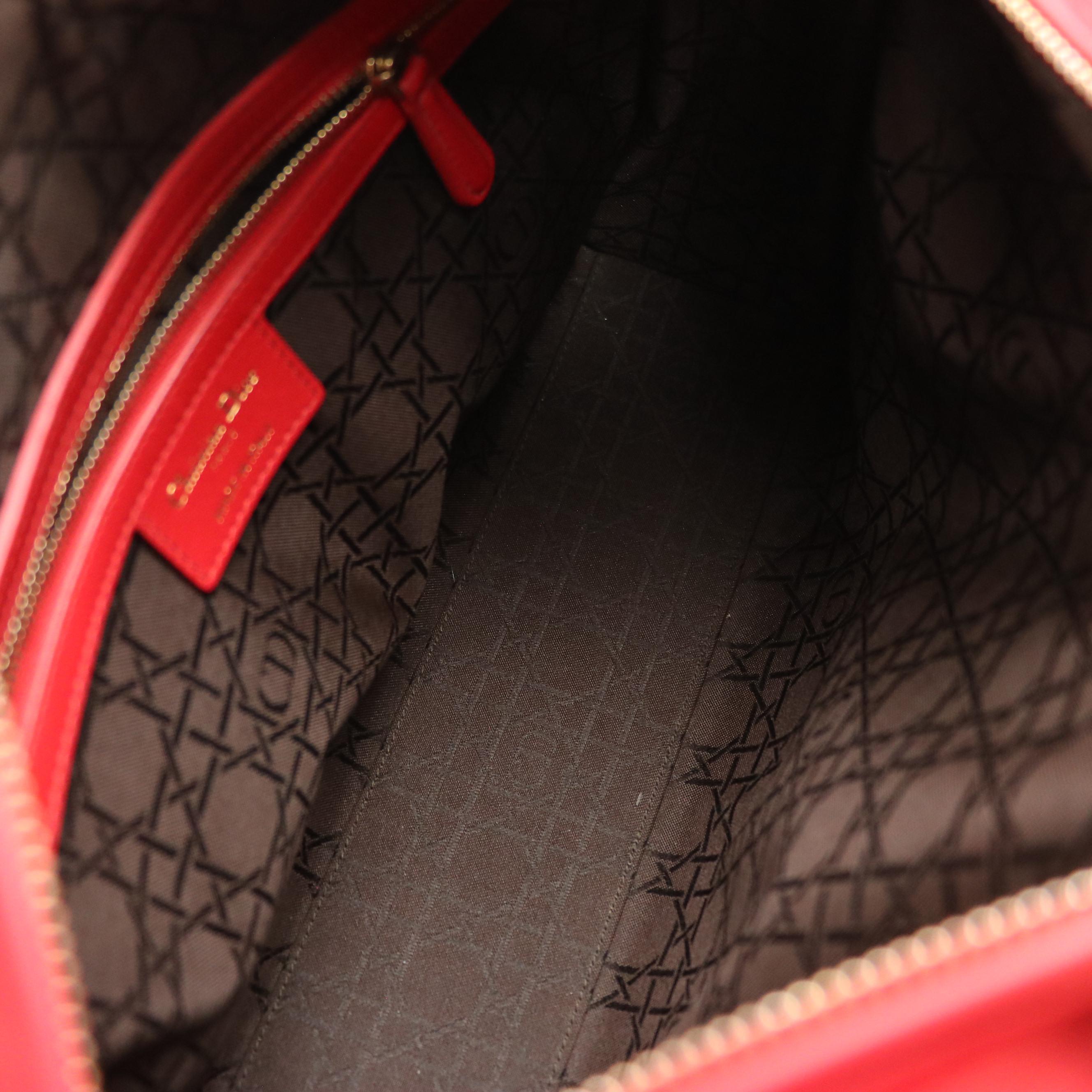 Christian Dior Large Lady Dior Two-Way Handbag in Cannage Quilted Lambskin