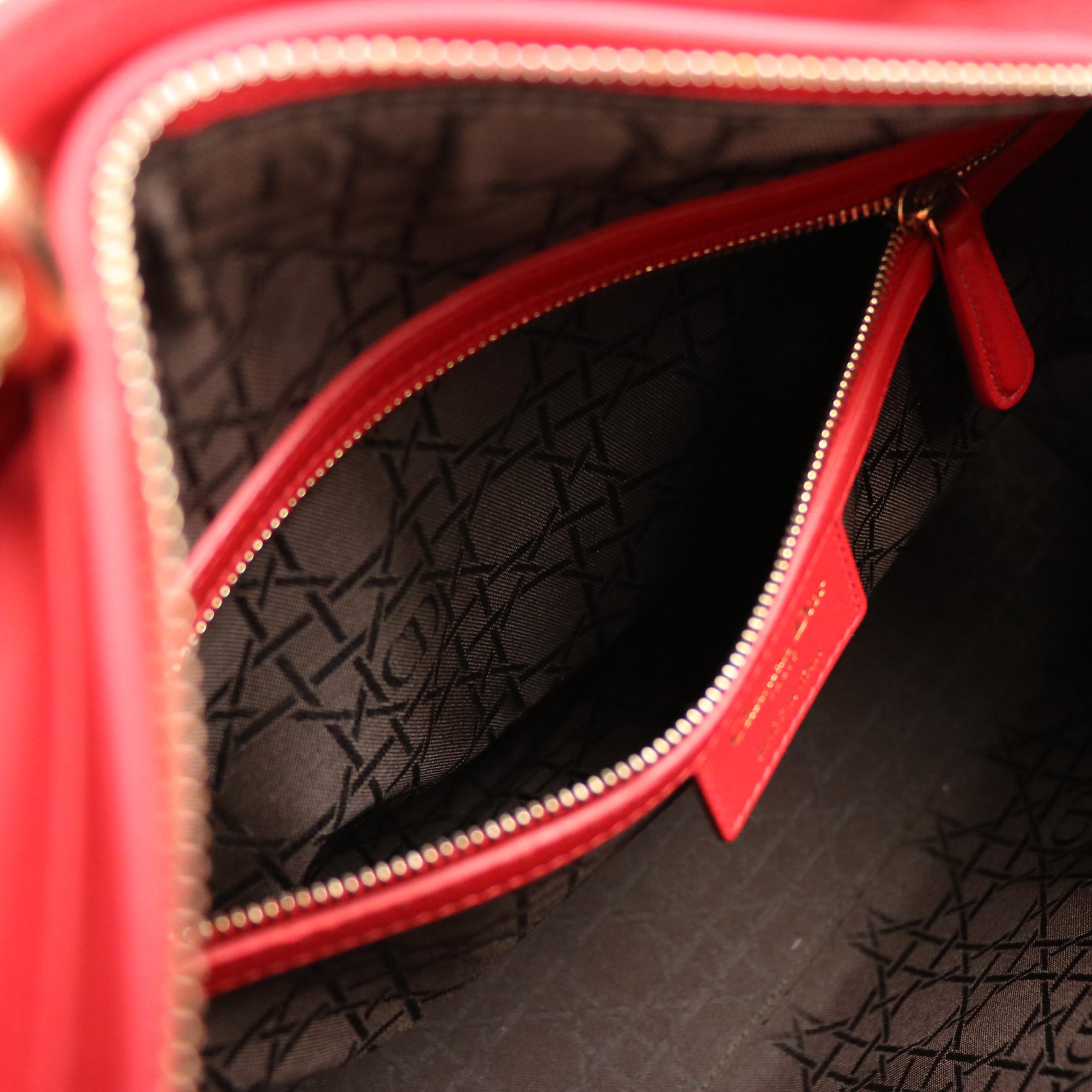 Christian Dior Large Lady Dior Two-Way Handbag in Cannage Quilted Lambskin