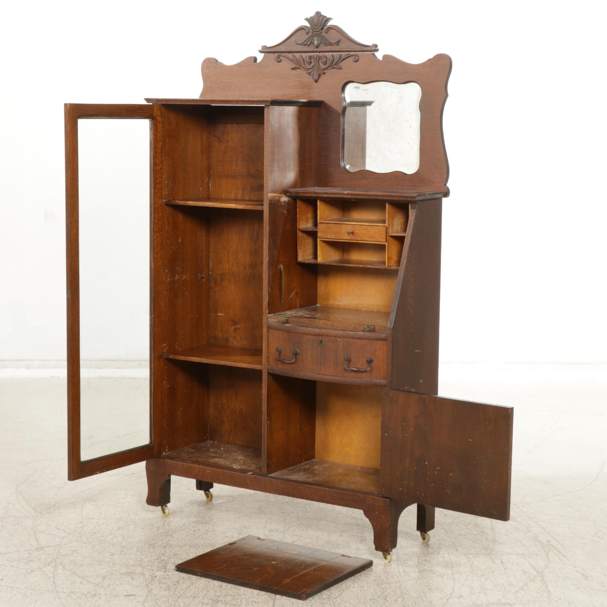 Victorian Oak Side-by-Side Desk, Late 19th to Early 20th Century
