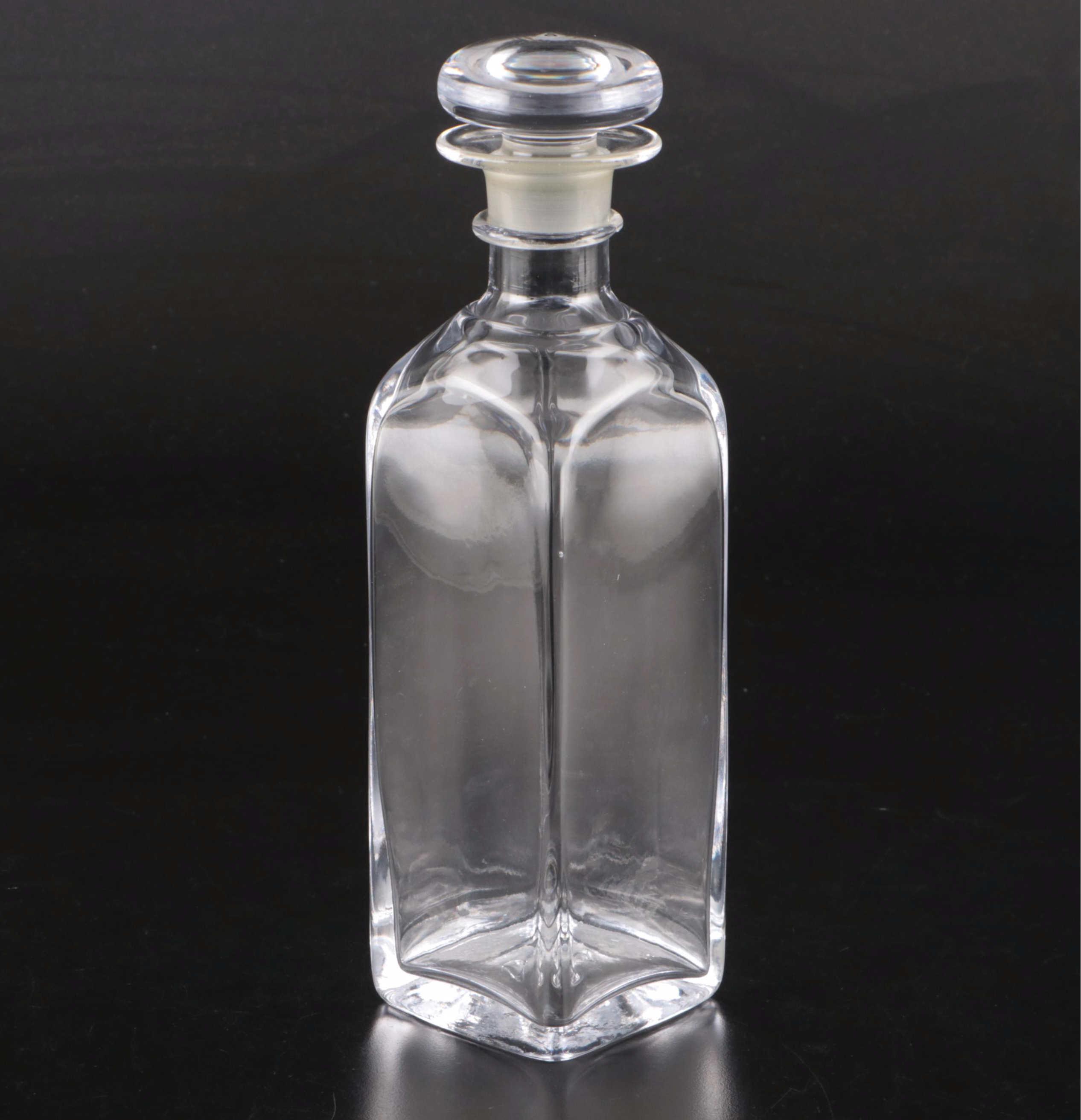 Simon Pearce Crystal Decanter with Etched Glass Dog Stemware