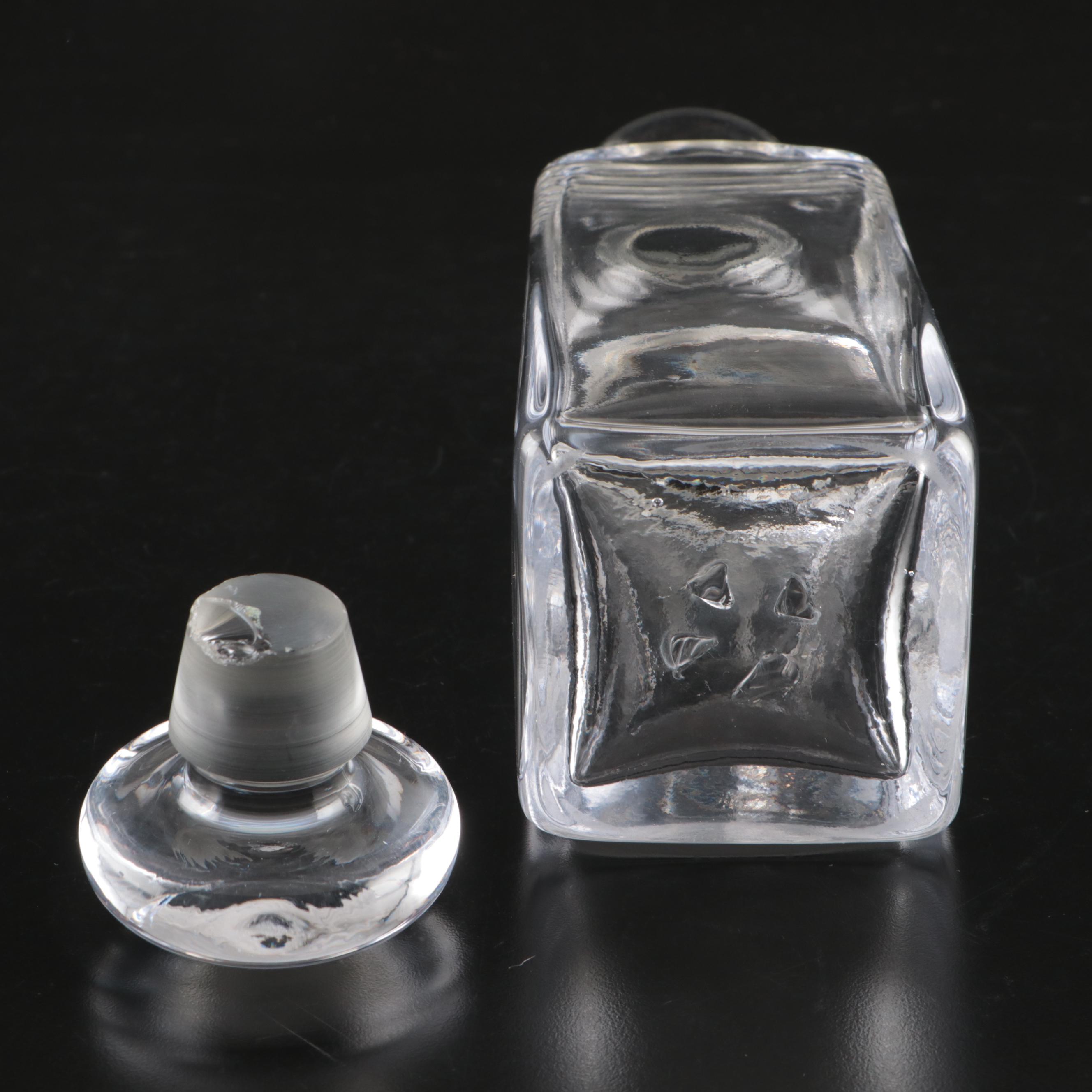 Simon Pearce Crystal Decanter with Etched Glass Dog Stemware