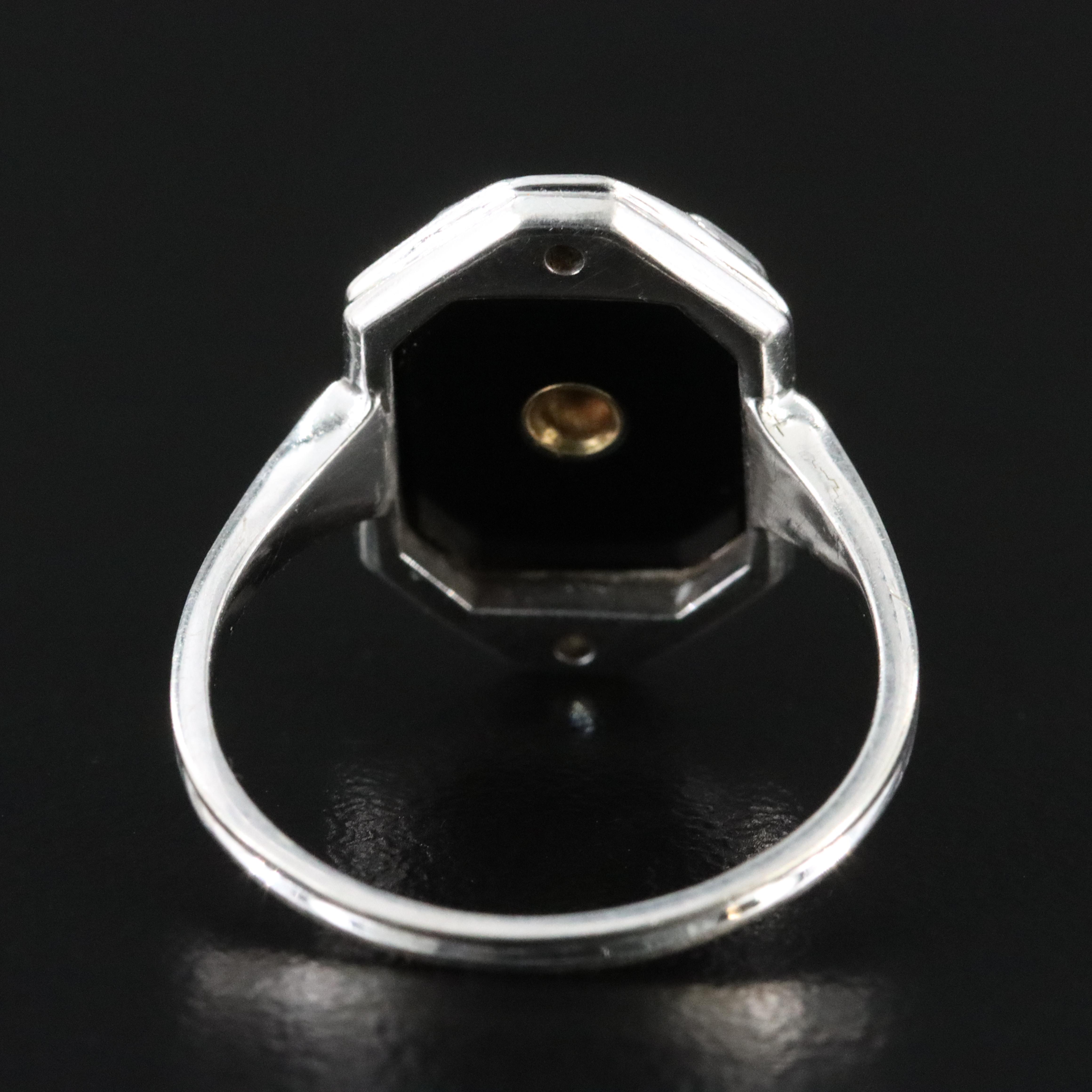 Vintage Art Deco 14K Black Onyx and 0.07 CTW Diamond Ring