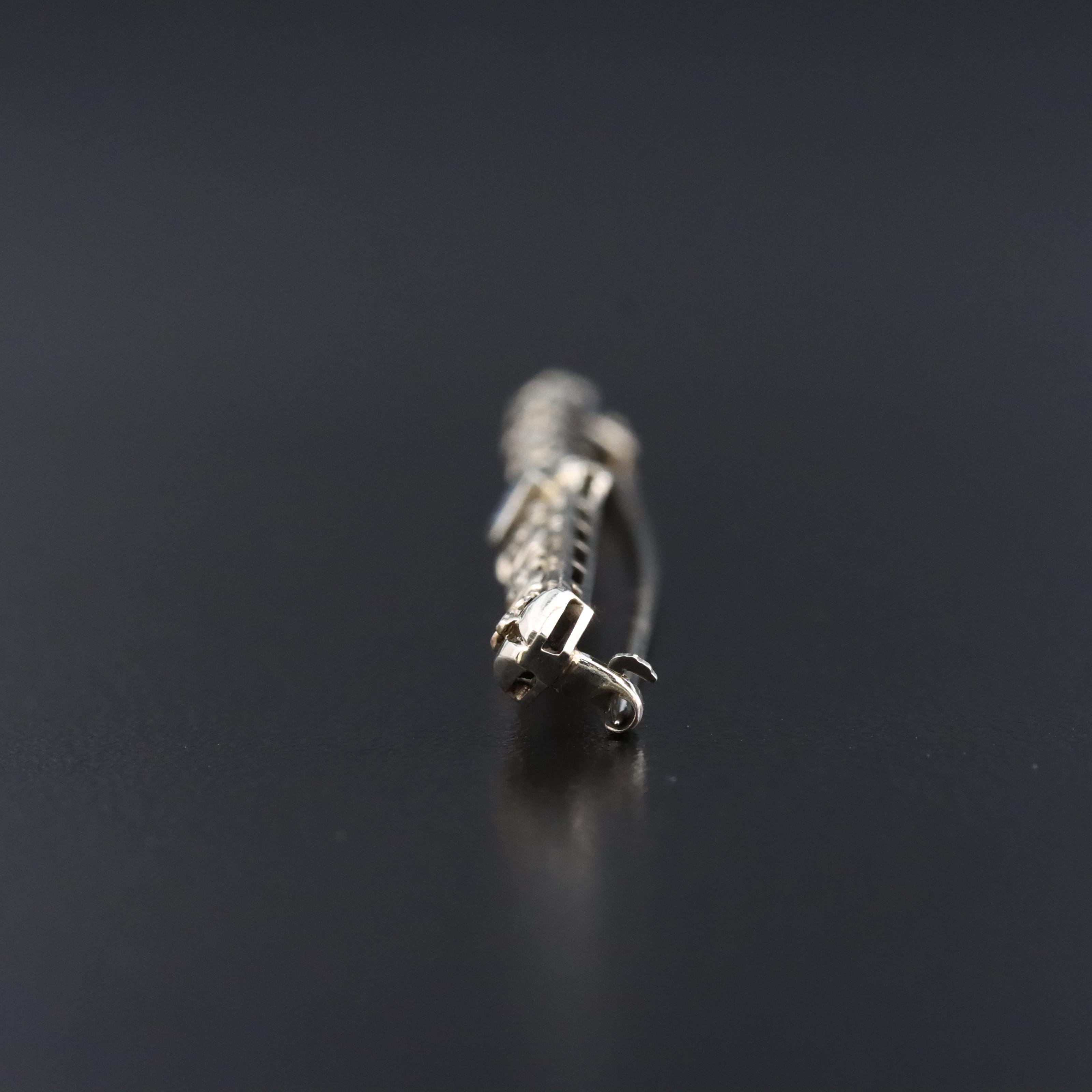 Art Deco Belais 18K Sapphire Floral Bar Pin