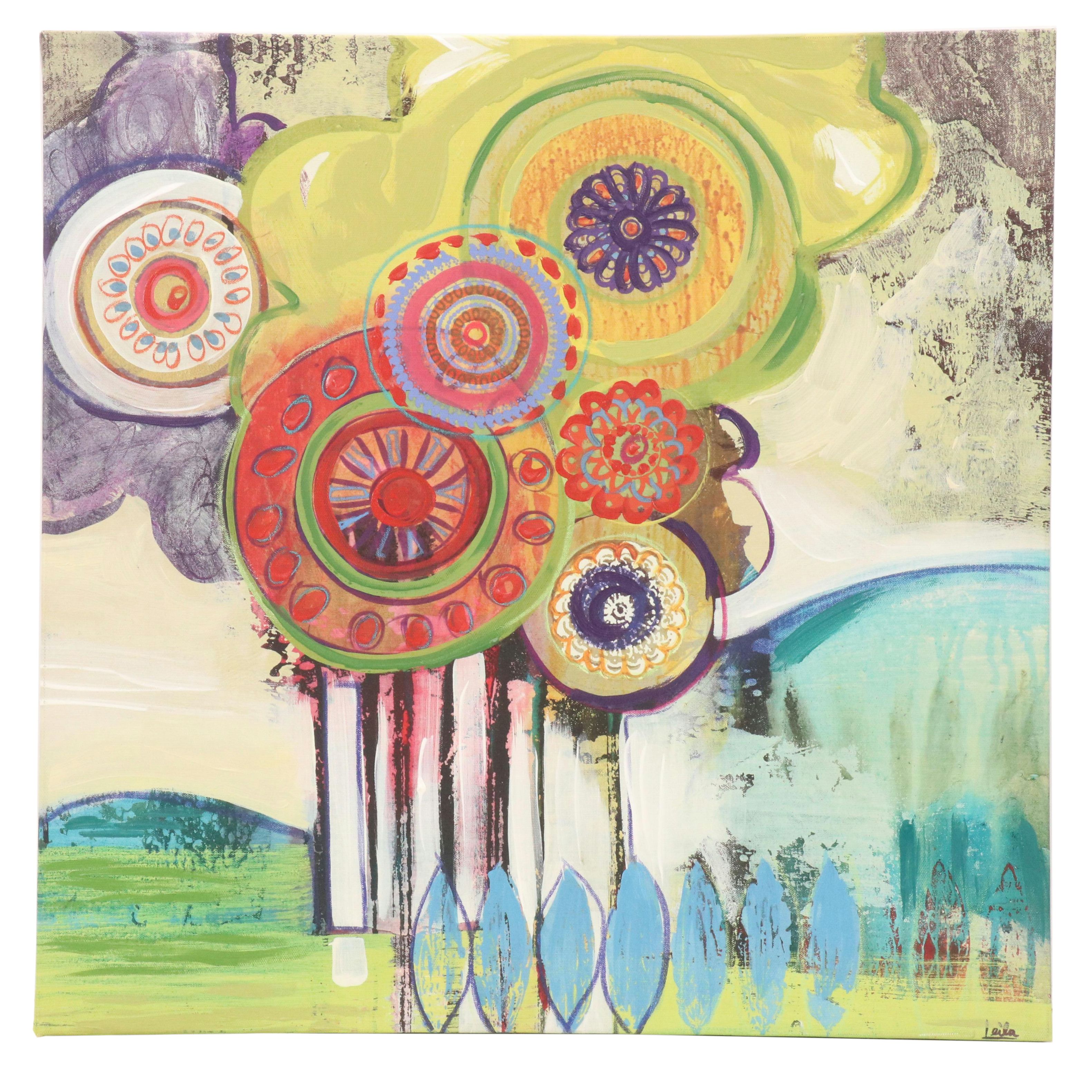 Embellished Giclée After Leila "Trees," 21st Century