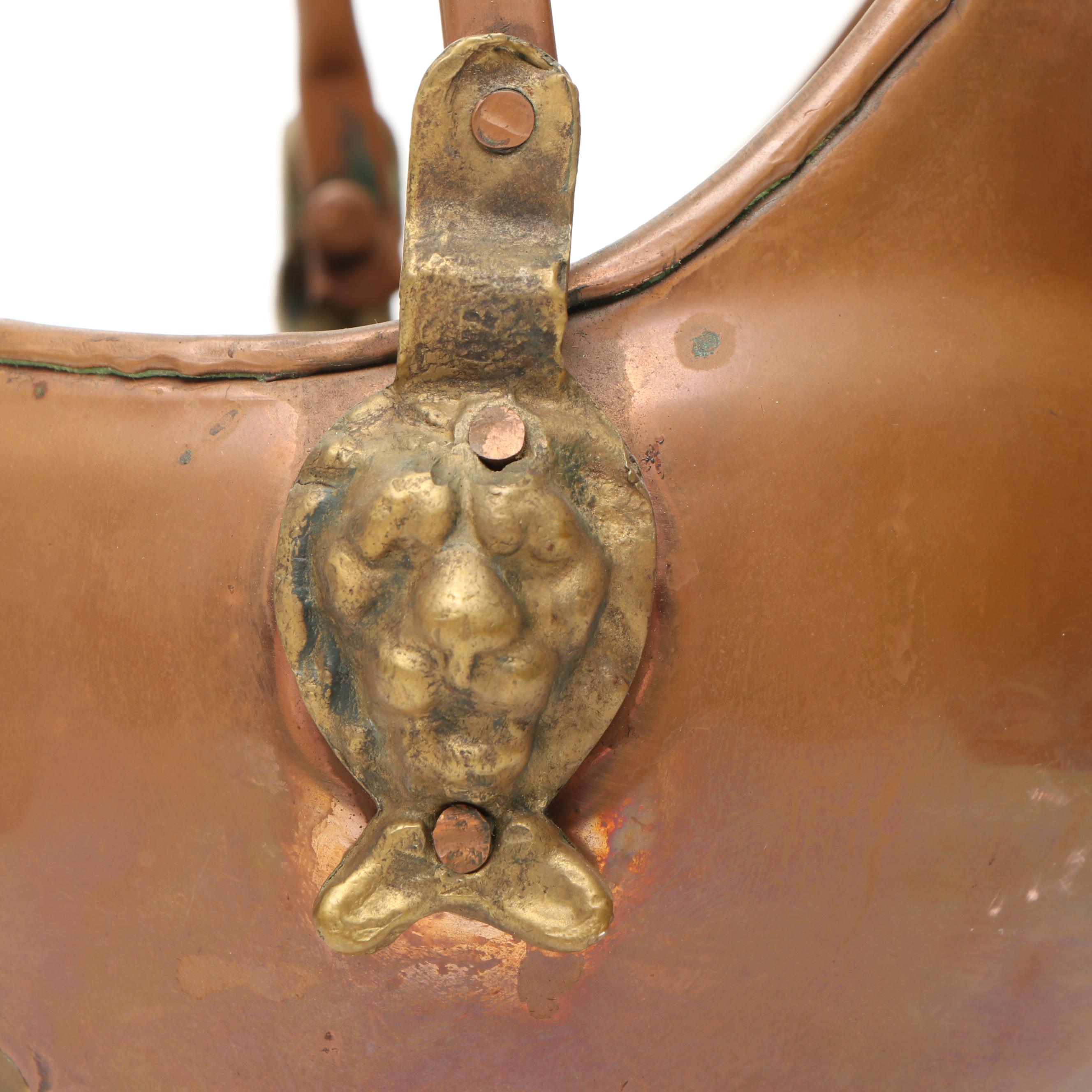 Vintage Copper Tea Kettles and Pitcher with Wrought Iron Stand