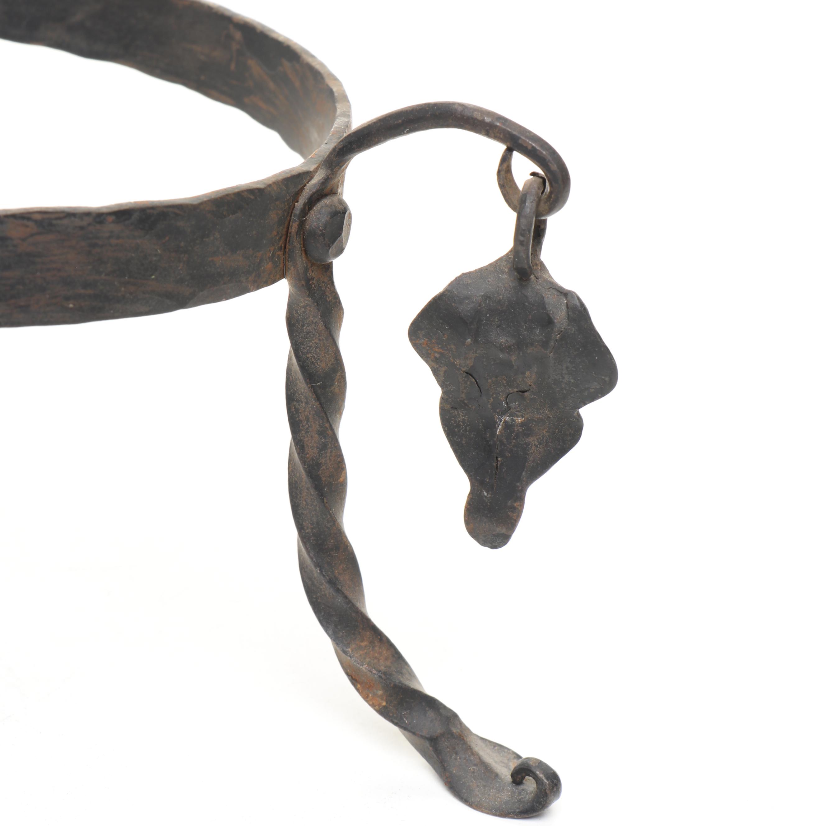 Vintage Copper Tea Kettles and Pitcher with Wrought Iron Stand