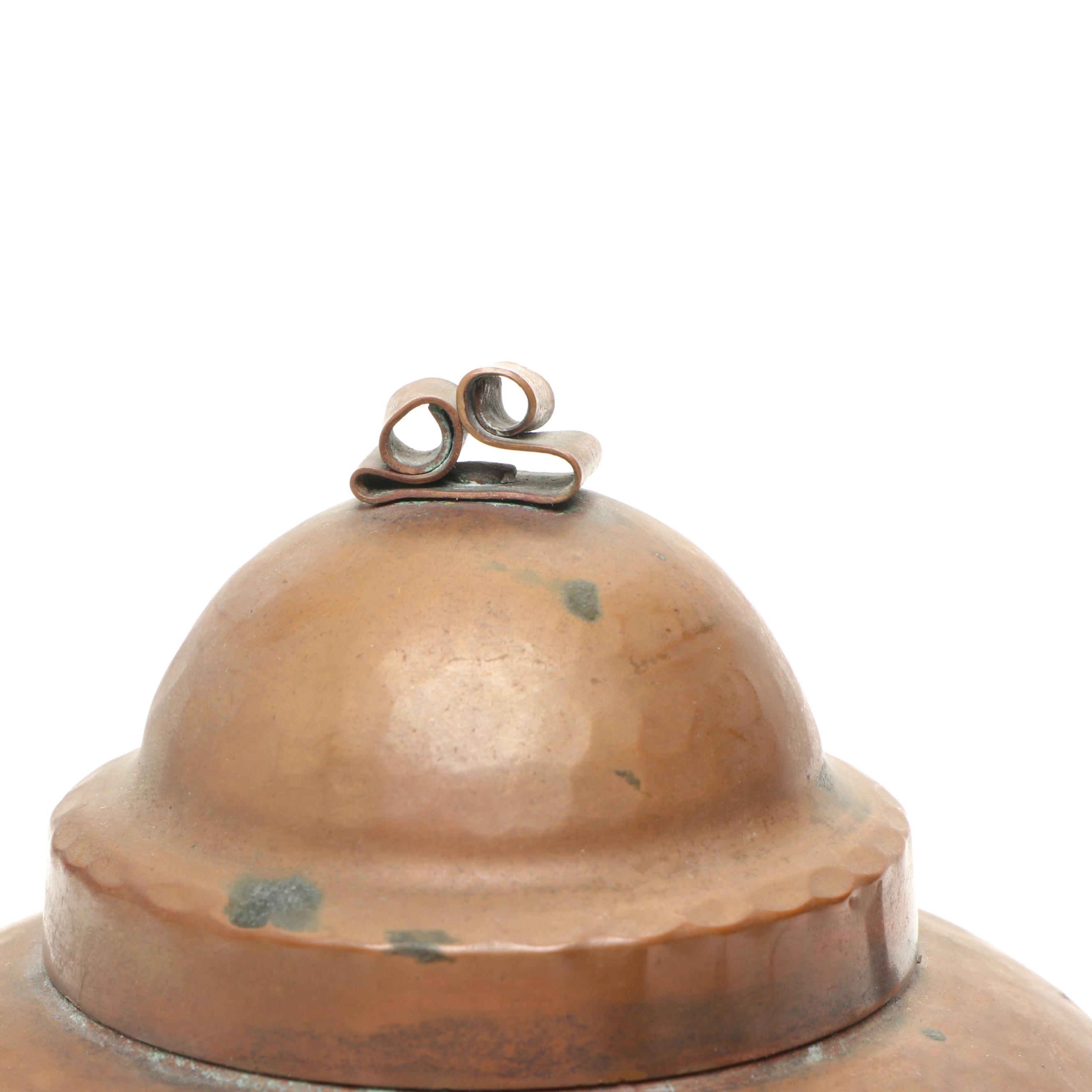 Vintage Copper Tea Kettles and Pitcher with Wrought Iron Stand