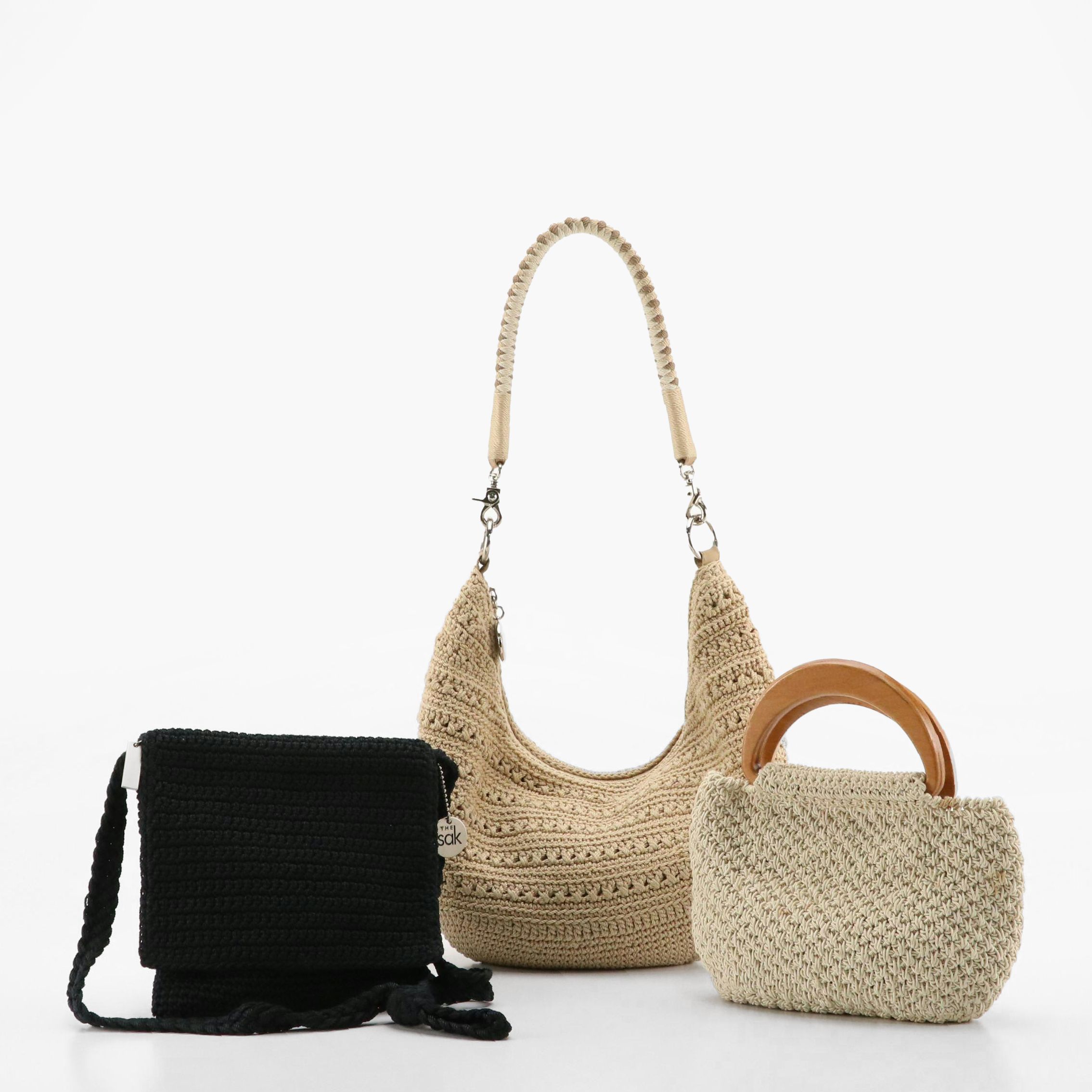 The Sak Woven String Hobo Shoulder Bag and Crossbody Bag w/ Other Woven Handbag