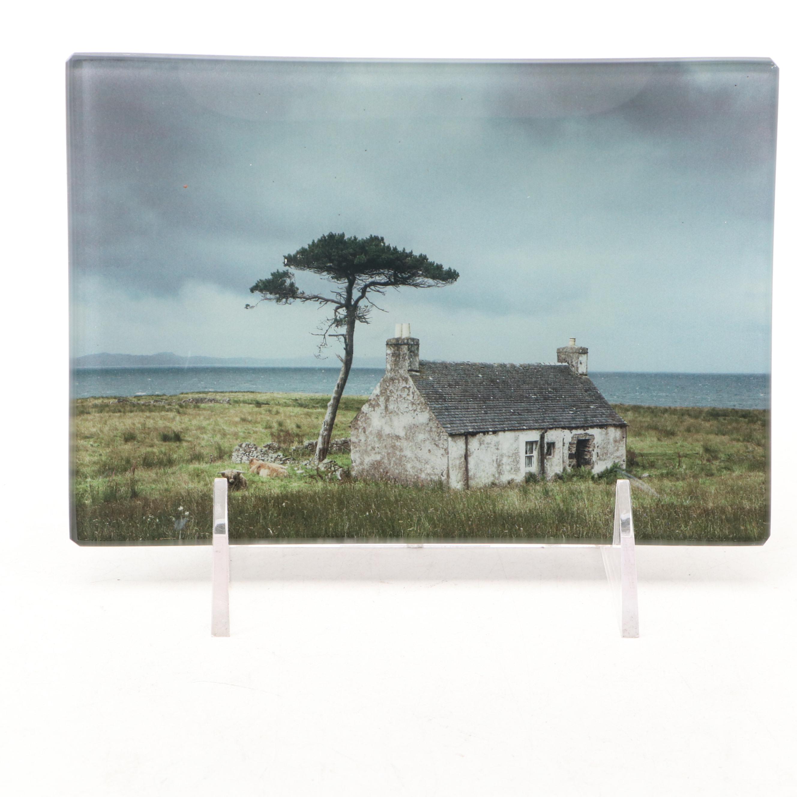 John Derian Photographic Glass Tray with Embossed Decorative Metal Boxes