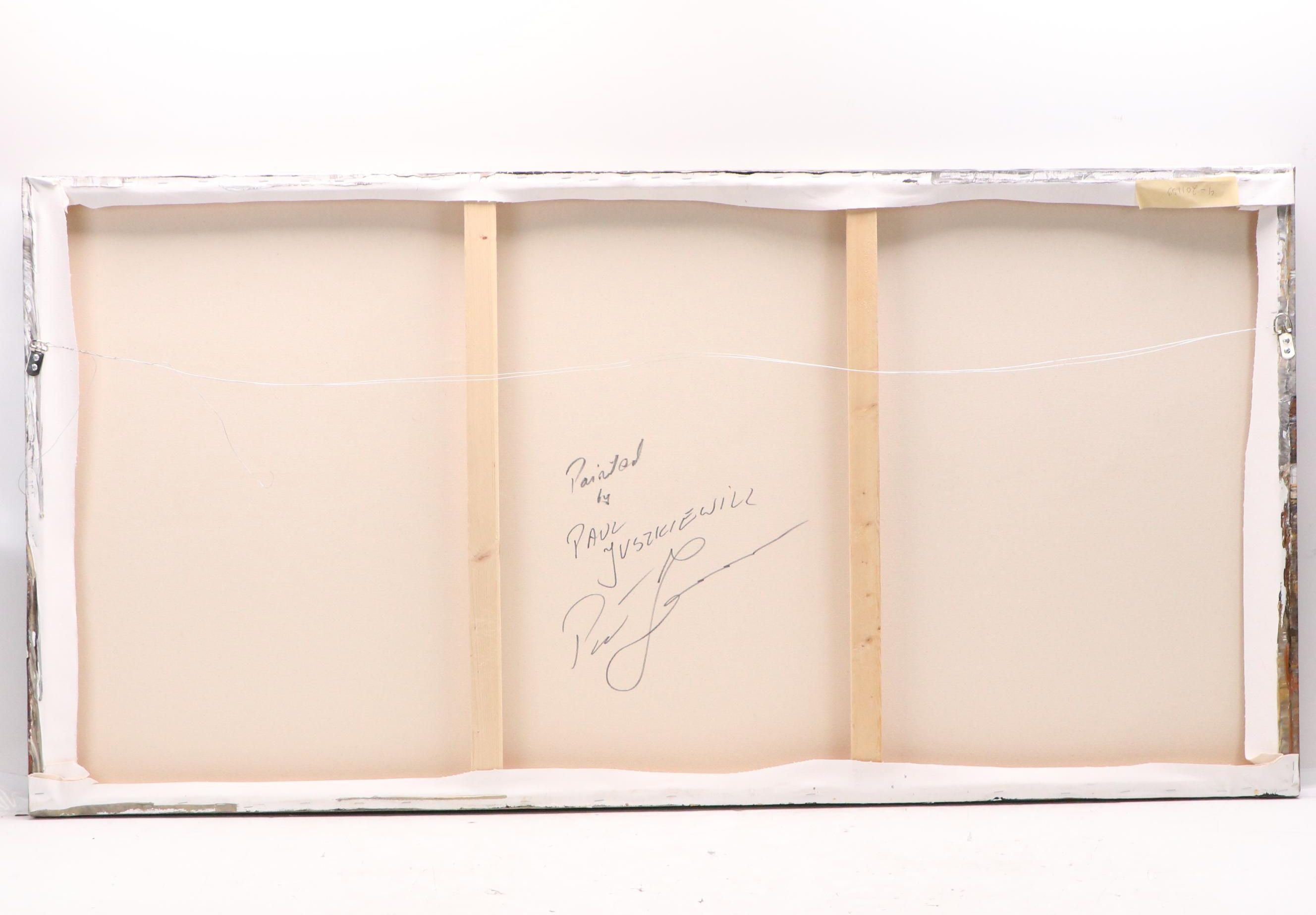 Paul Juszkiewicz Stylized Cityscape Acrylic Painting, 21st Century