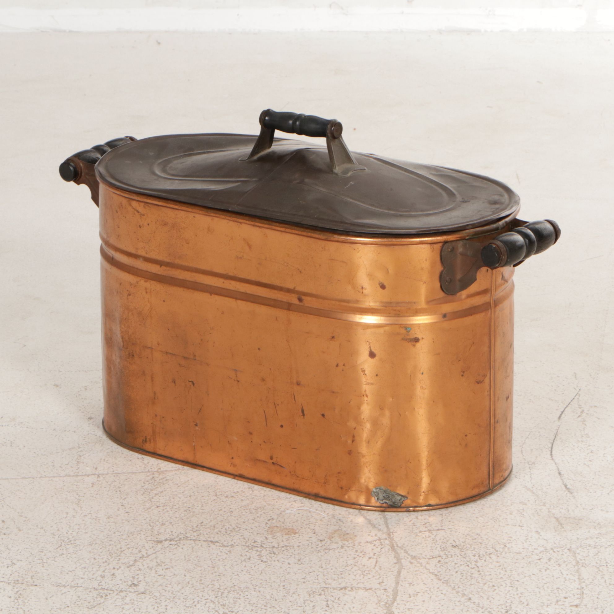 Copper Boiler Tub with Lid, 20th Century