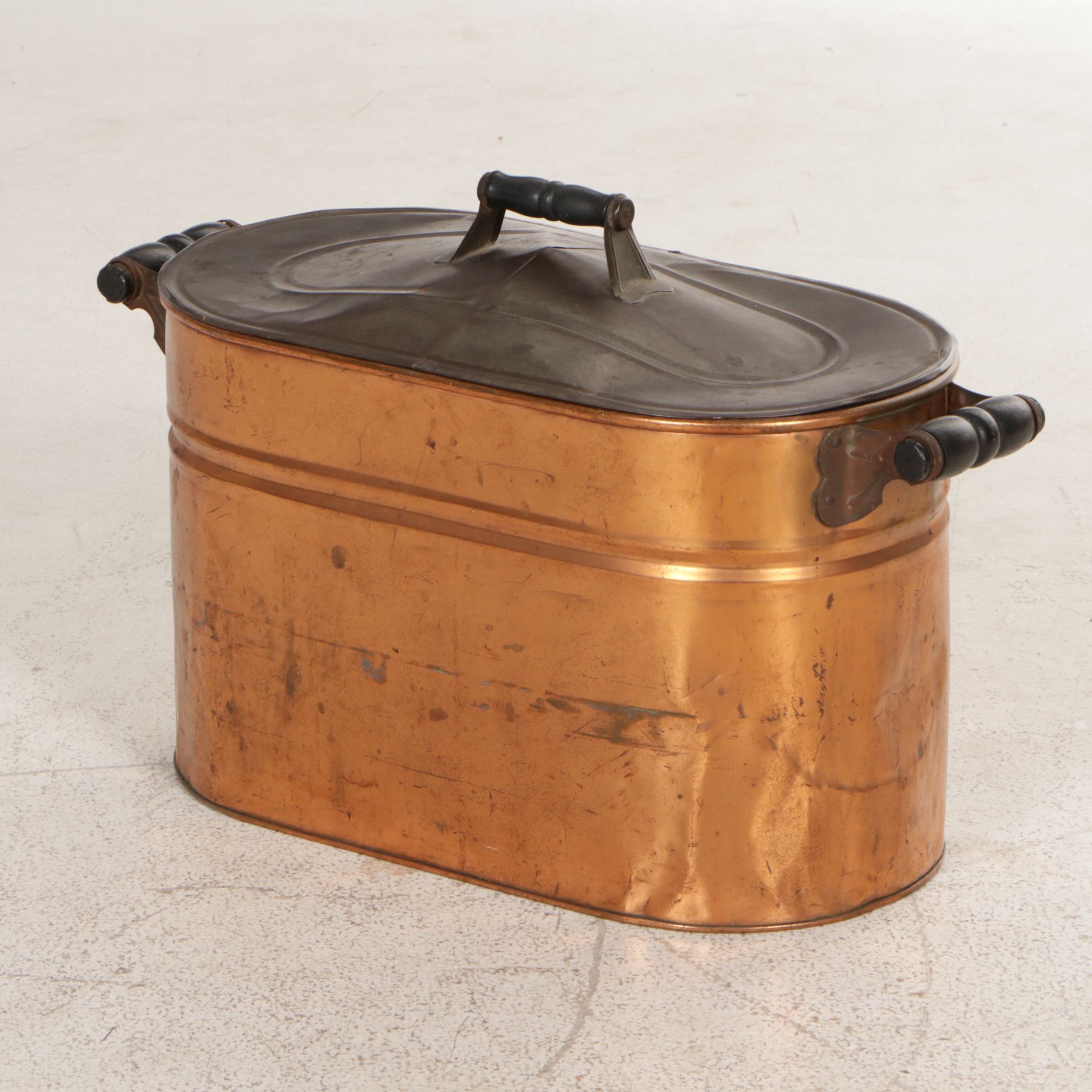 Copper Boiler Tub with Lid, 20th Century