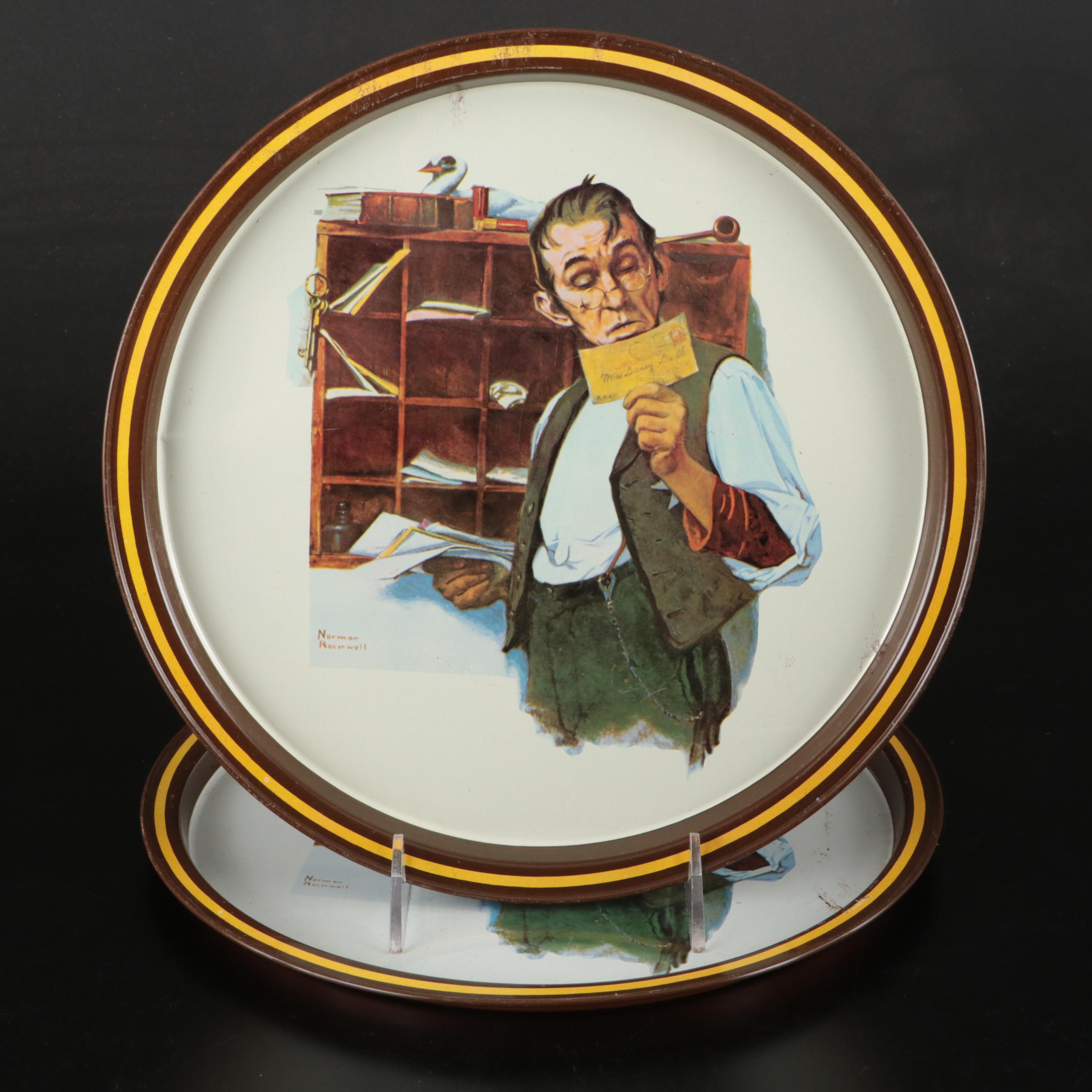 Postal Credit Union "Norman Rockwell" Trays with Coca-Cola Tumblers and More