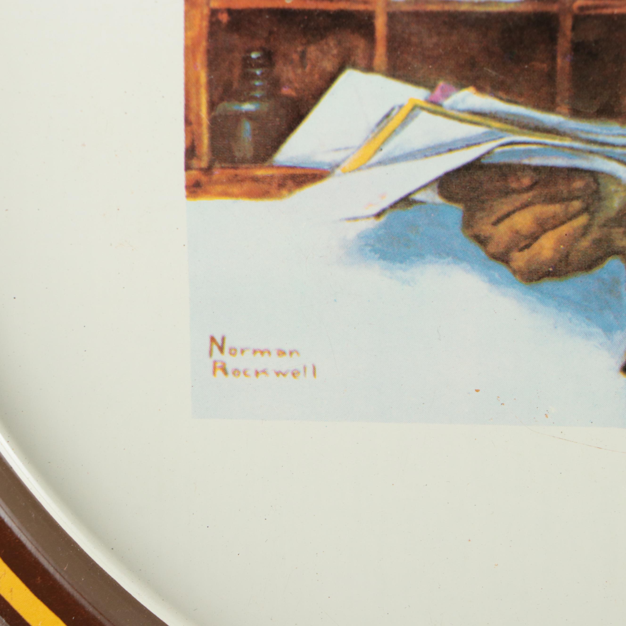 Postal Credit Union "Norman Rockwell" Trays with Coca-Cola Tumblers and More