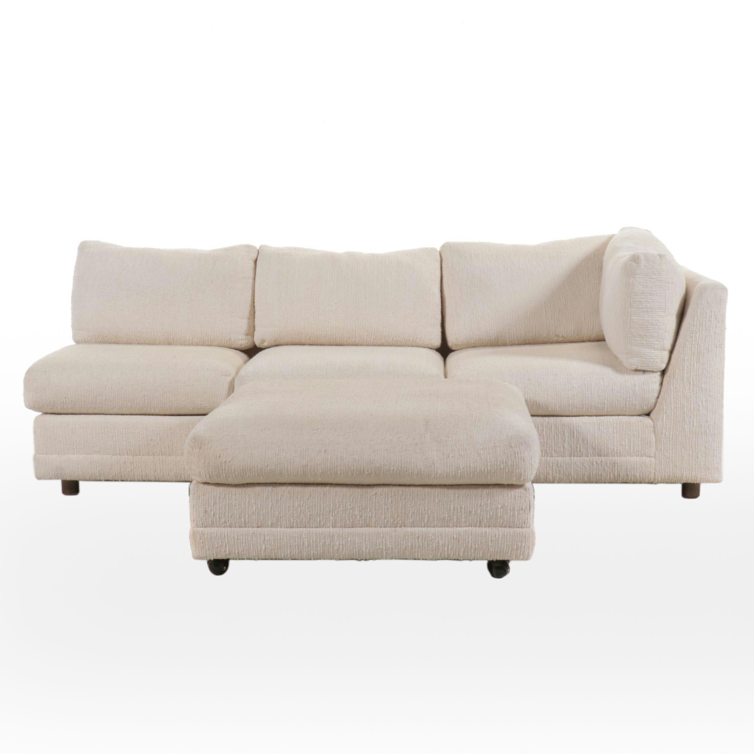 Classic Gallery Ivory Chenille Sofa with Ottoman