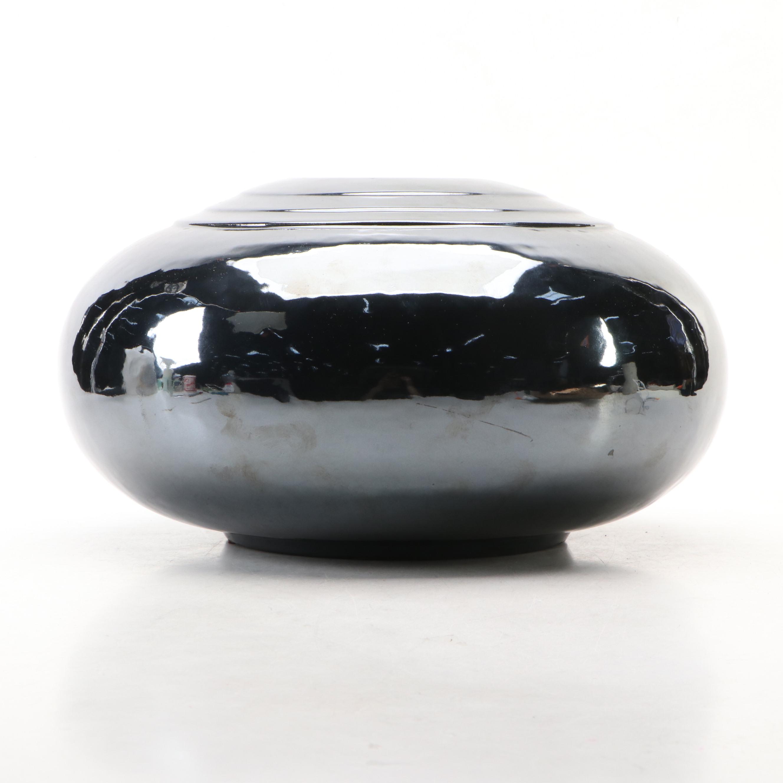 Haeger Pottery Ikebana Vase with Other Metallic Finish Ceramic Vase