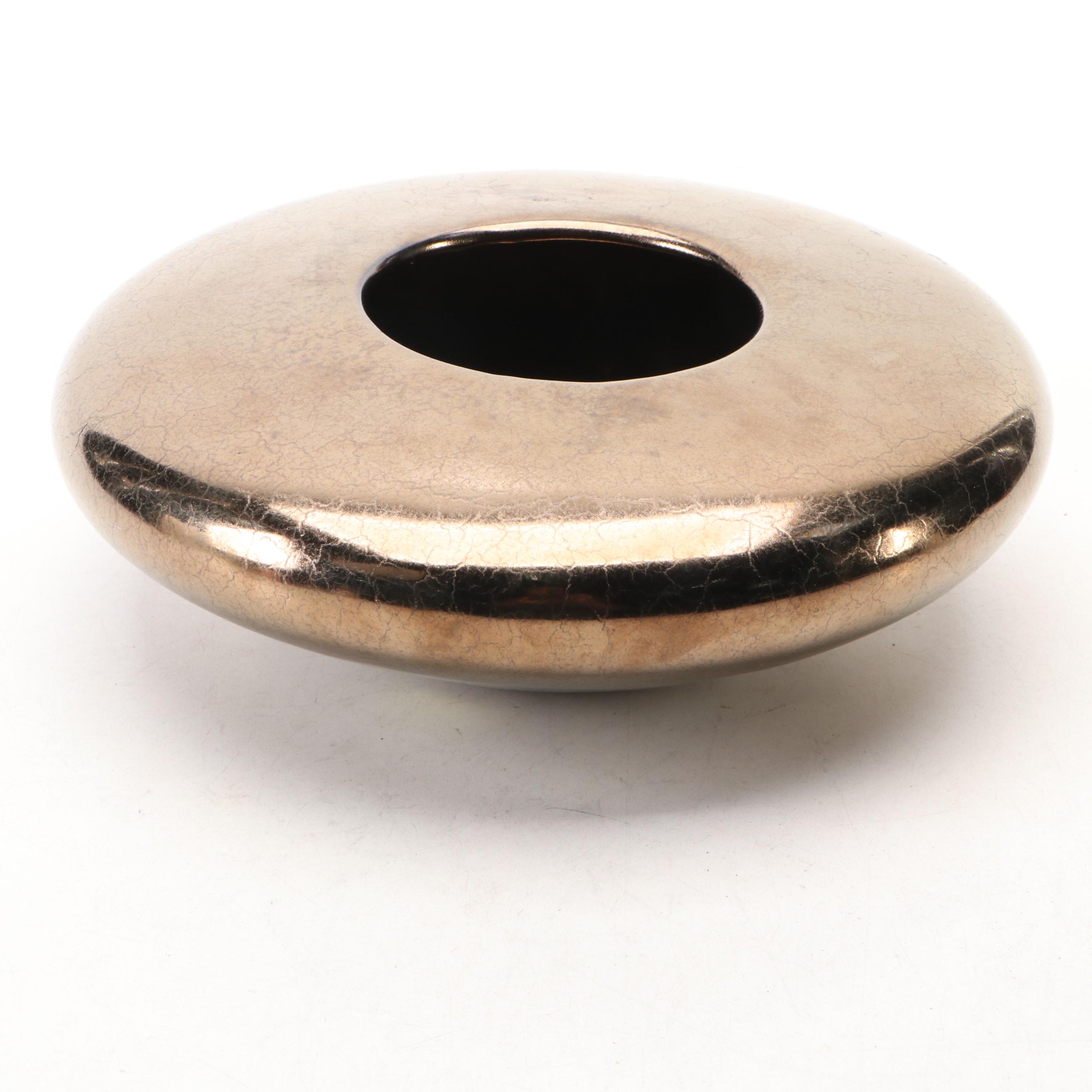 Haeger Pottery Ikebana Vase with Other Metallic Finish Ceramic Vase