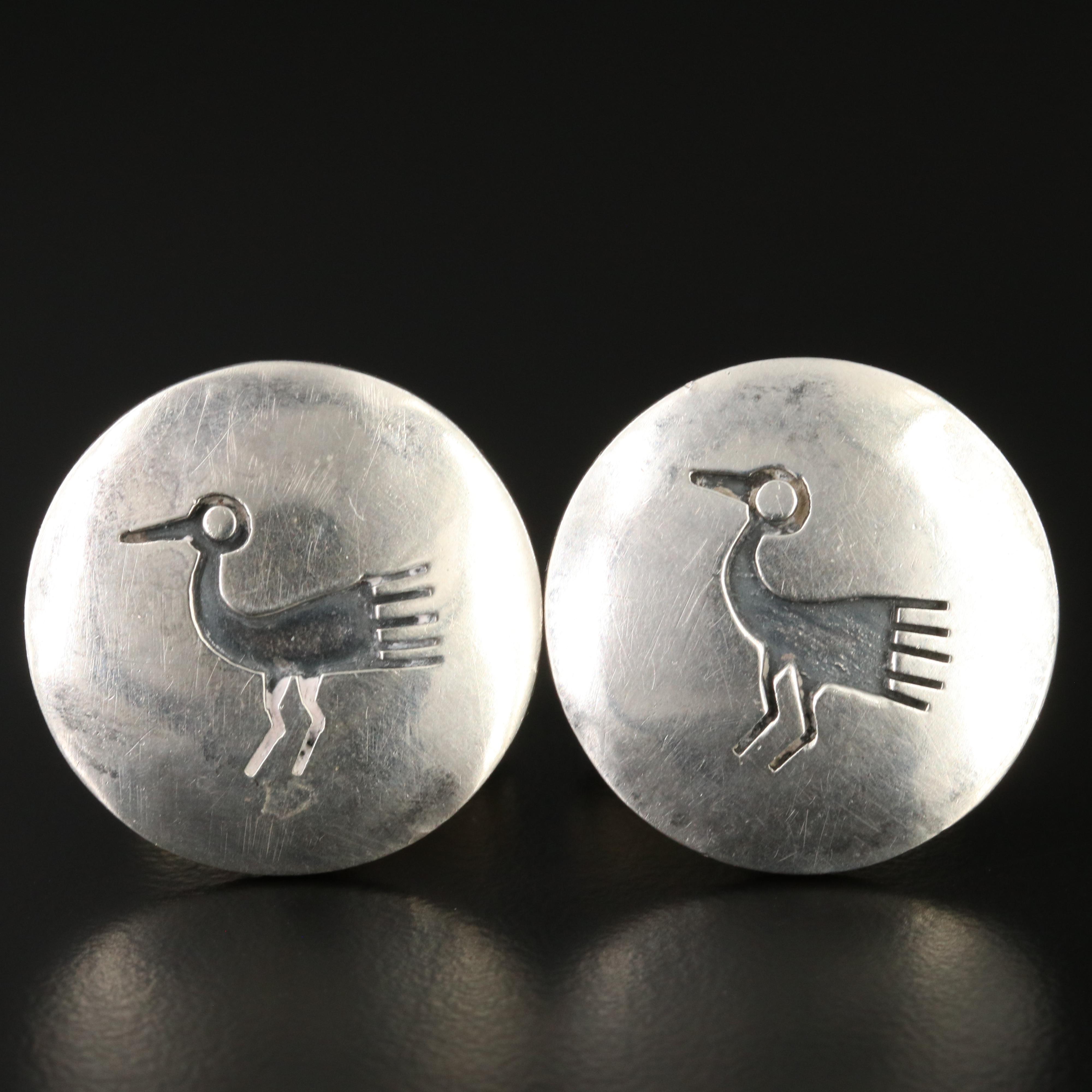 Southwestern 950 Silver Overlay Bird Cufflinks