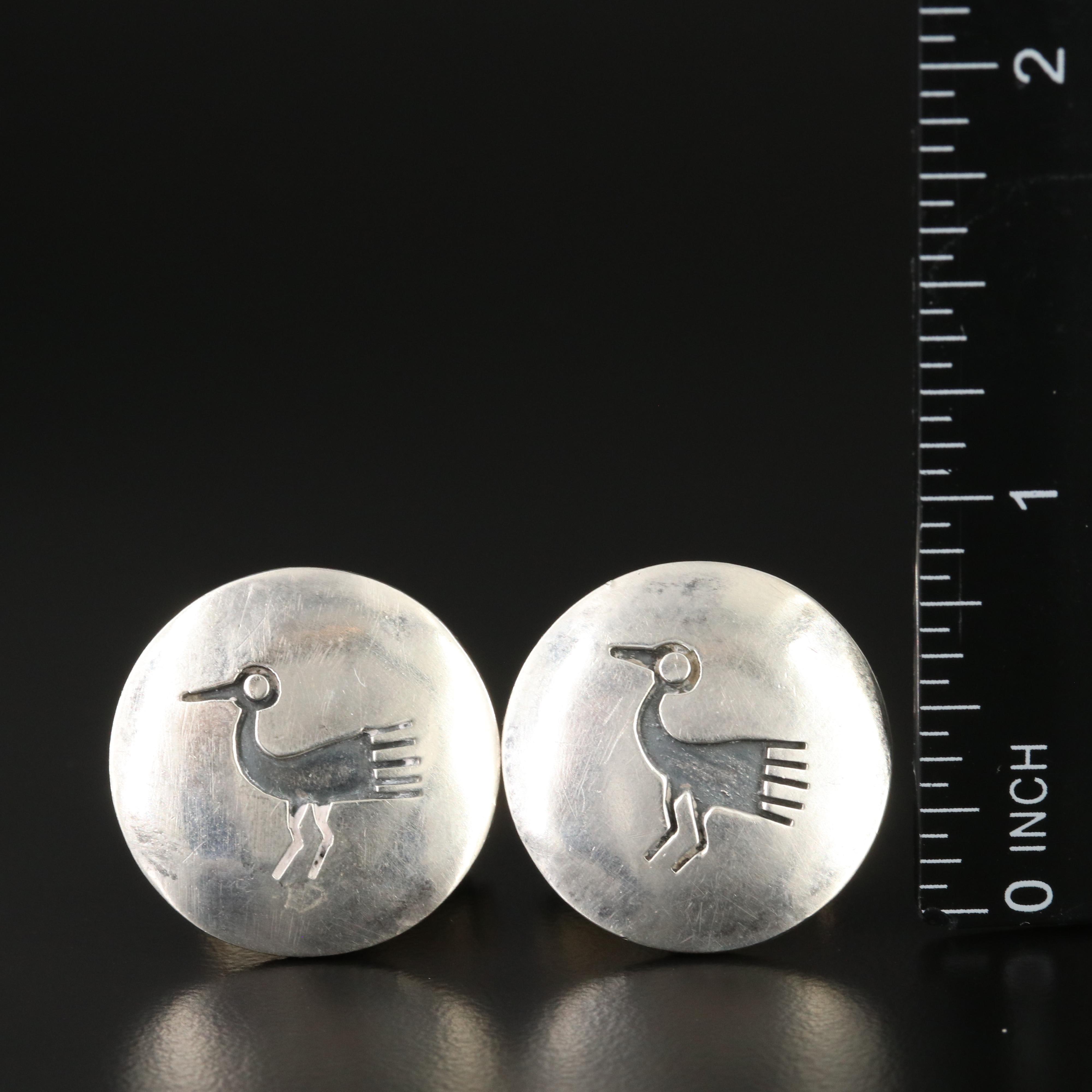 Southwestern 950 Silver Overlay Bird Cufflinks