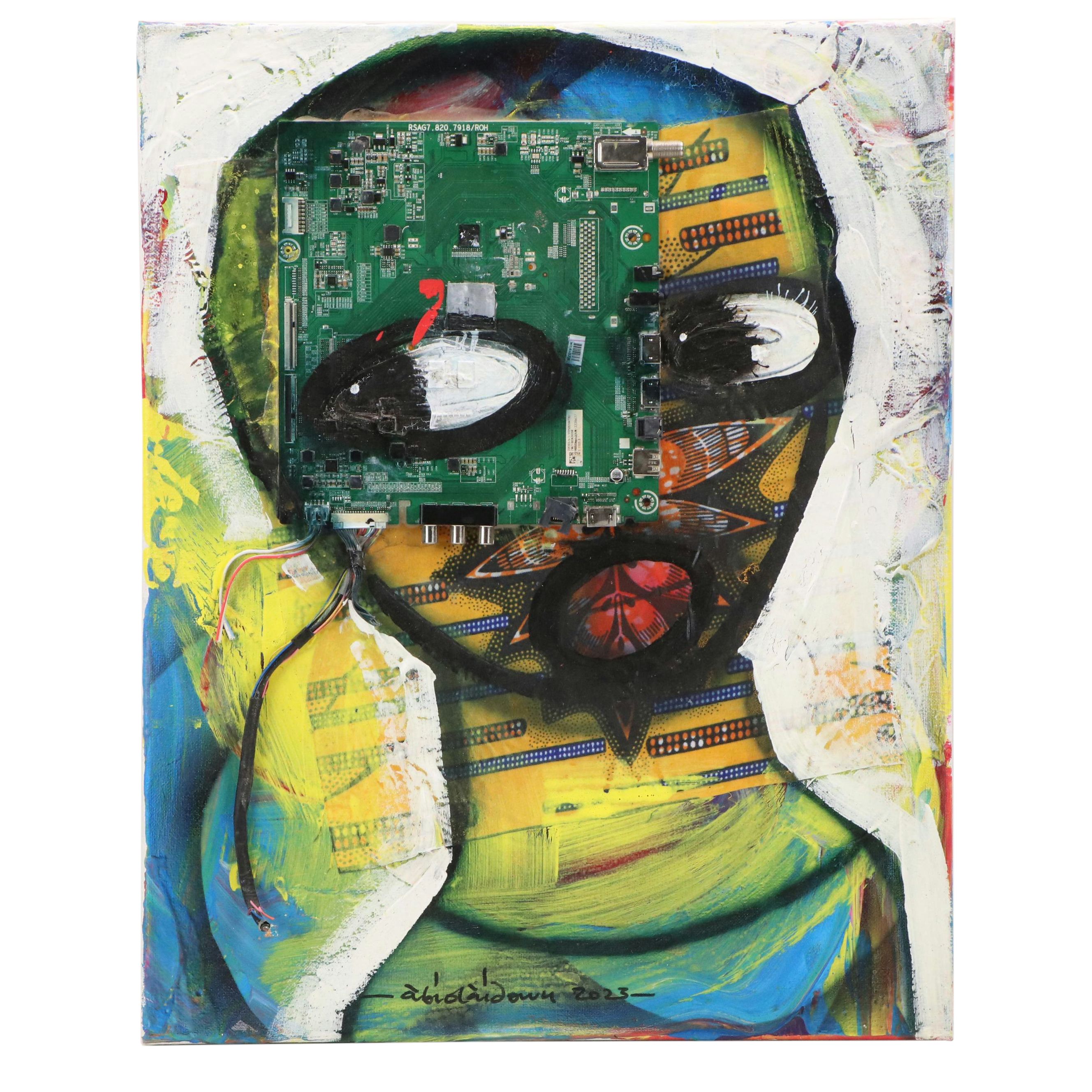 Abiola Idowu Stylized Mixed Media Portrait "My Prayers III" 2023