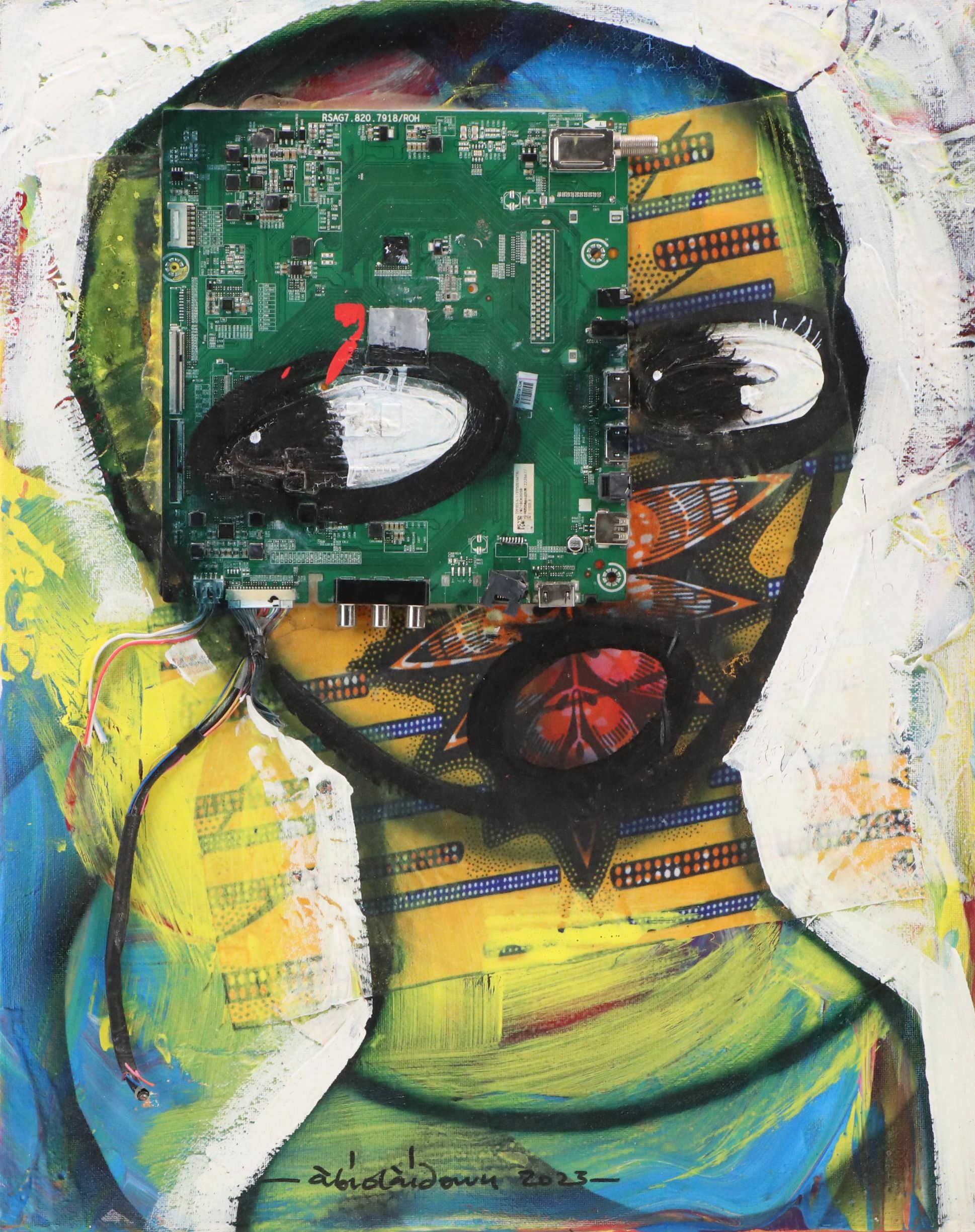 Abiola Idowu Stylized Mixed Media Portrait "My Prayers III" 2023