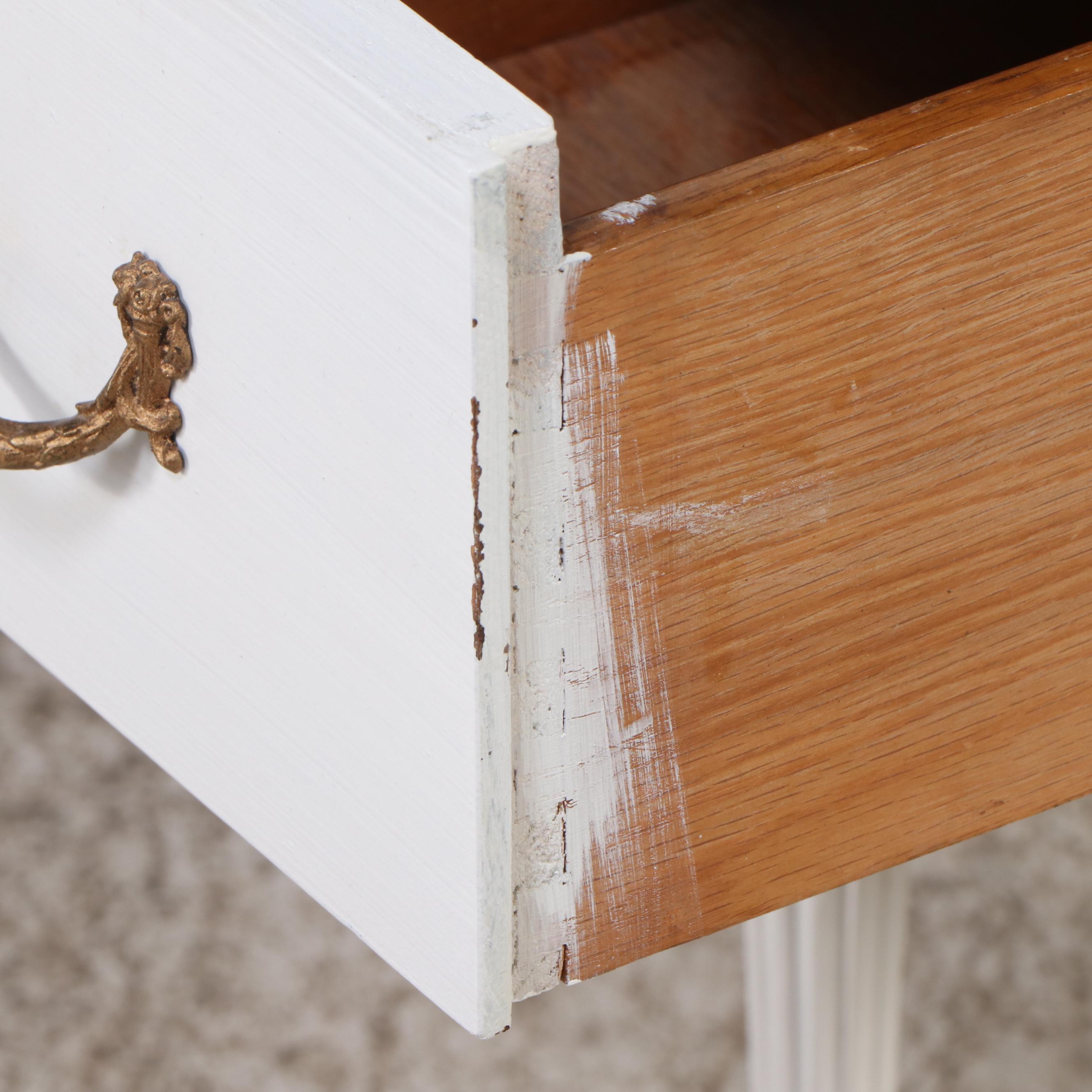 Lous XV Style Paint-Decorated Wood Desk and Chair