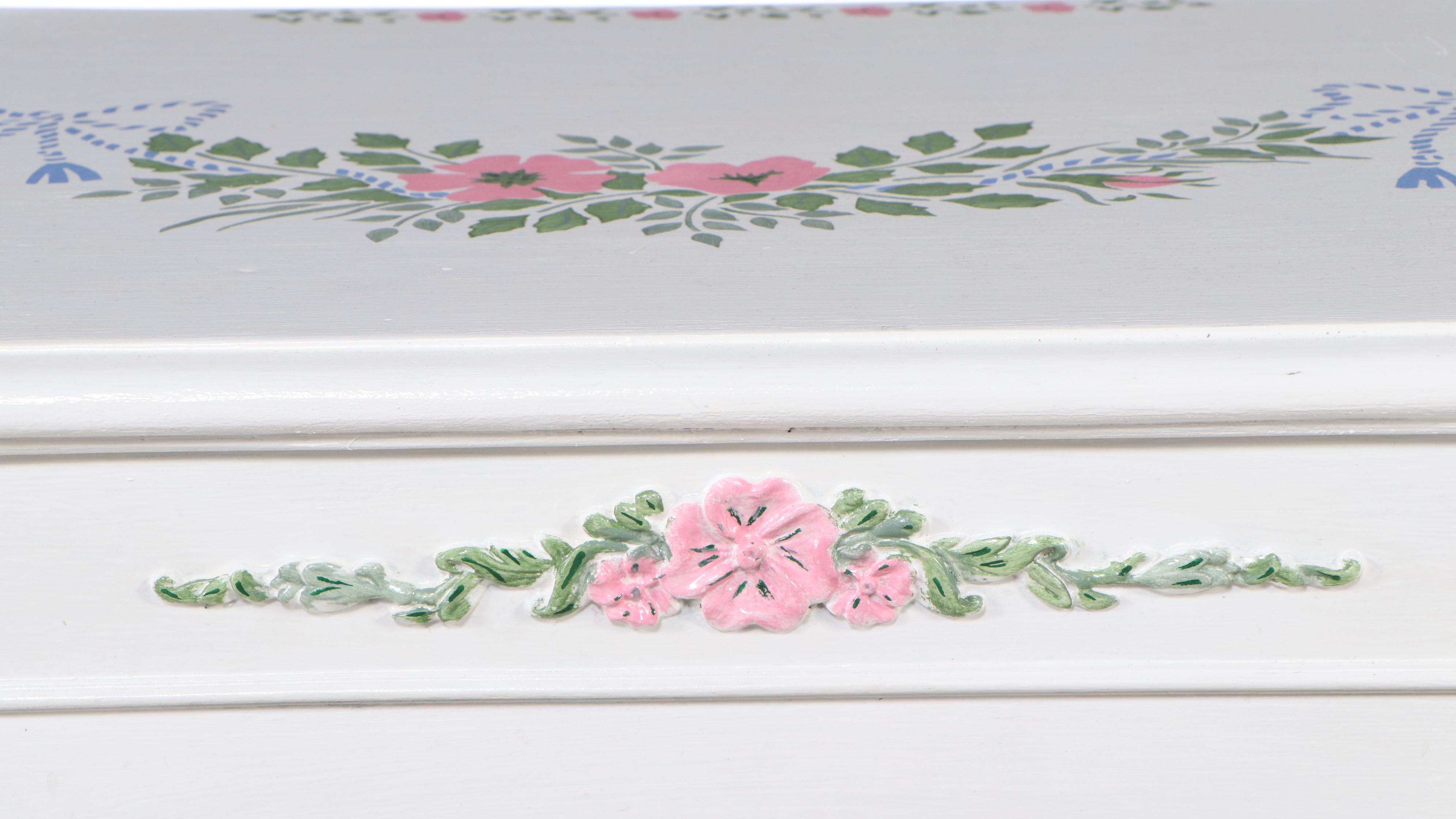 Lous XV Style Paint-Decorated Wood Desk and Chair